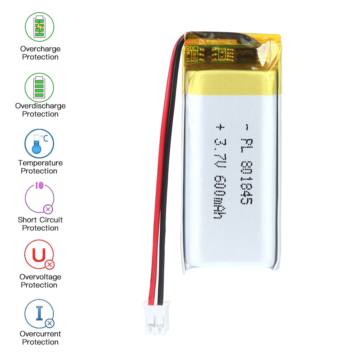 YDL 3.7V 600mAh 801845 充電式リチウムポリマー電池