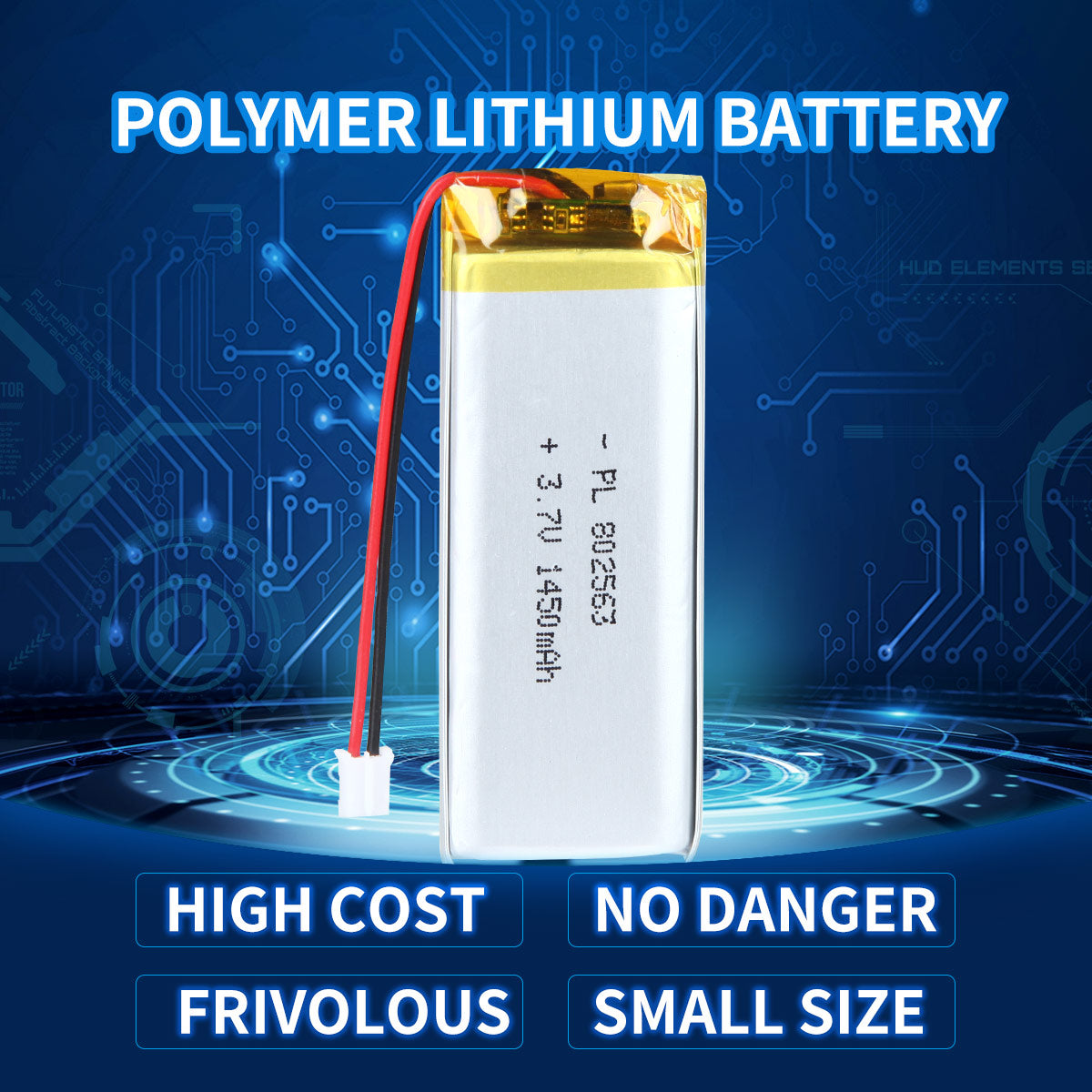 YDL 3.7V 1450mAh 802563 充電式リチウムポリマー電池