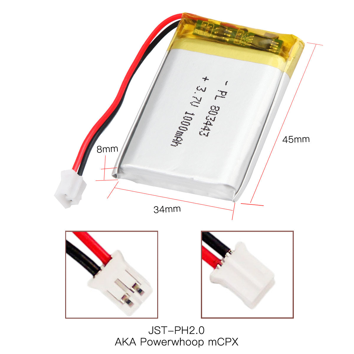 YDL 3.7V 1000mAh 803443 充電式リチウムポリマー電池