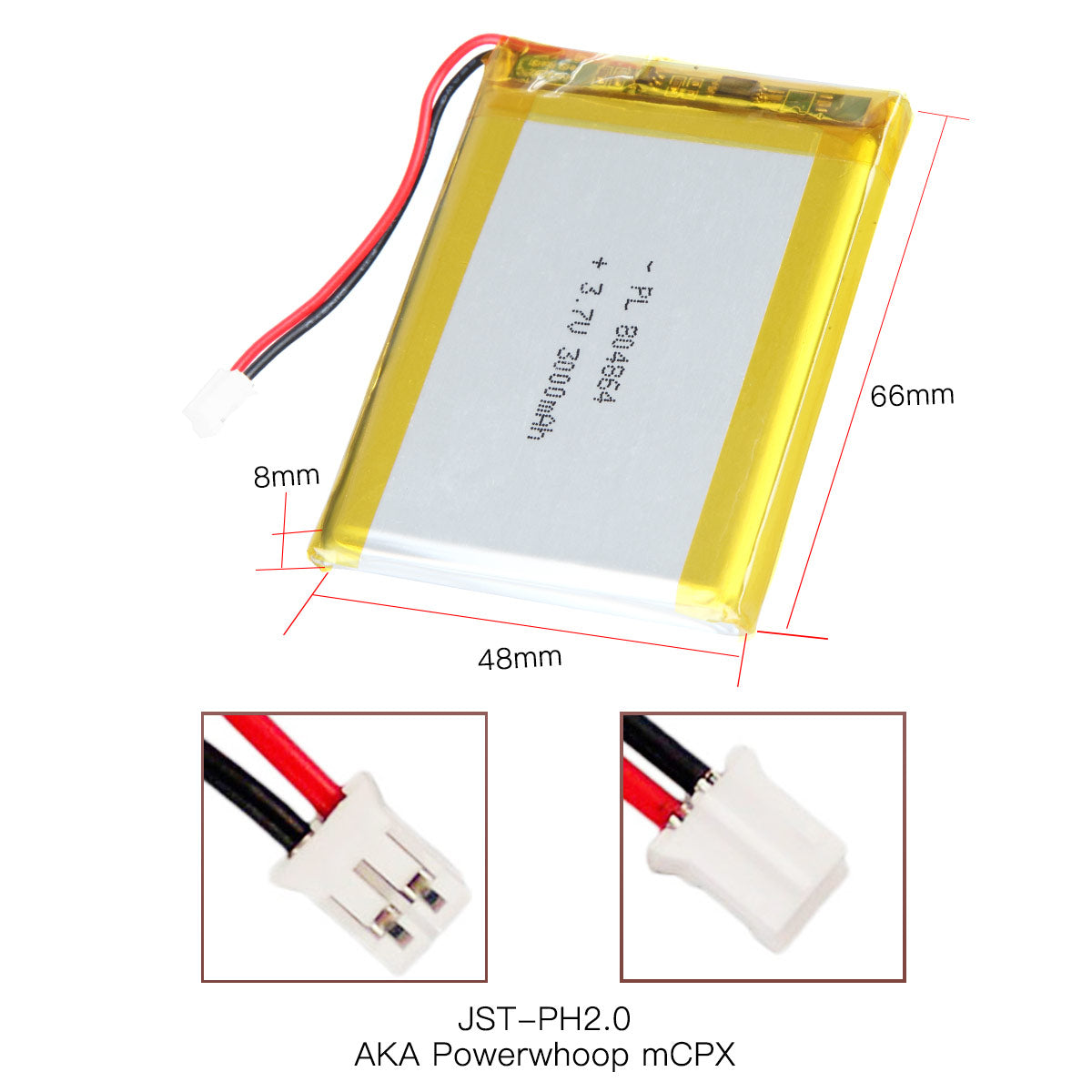YDL 3.7V 3000mAh 804864 충전식 리튬 폴리머 배터리 리튬 폴리머 이온 배터리 팩 길이 66mm