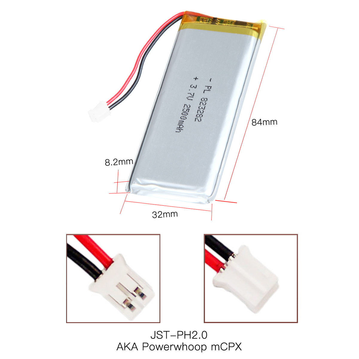 YDL 3.7V 2500mAh 823282 재충전용 리튬 중합체 건전지 길이 84mm