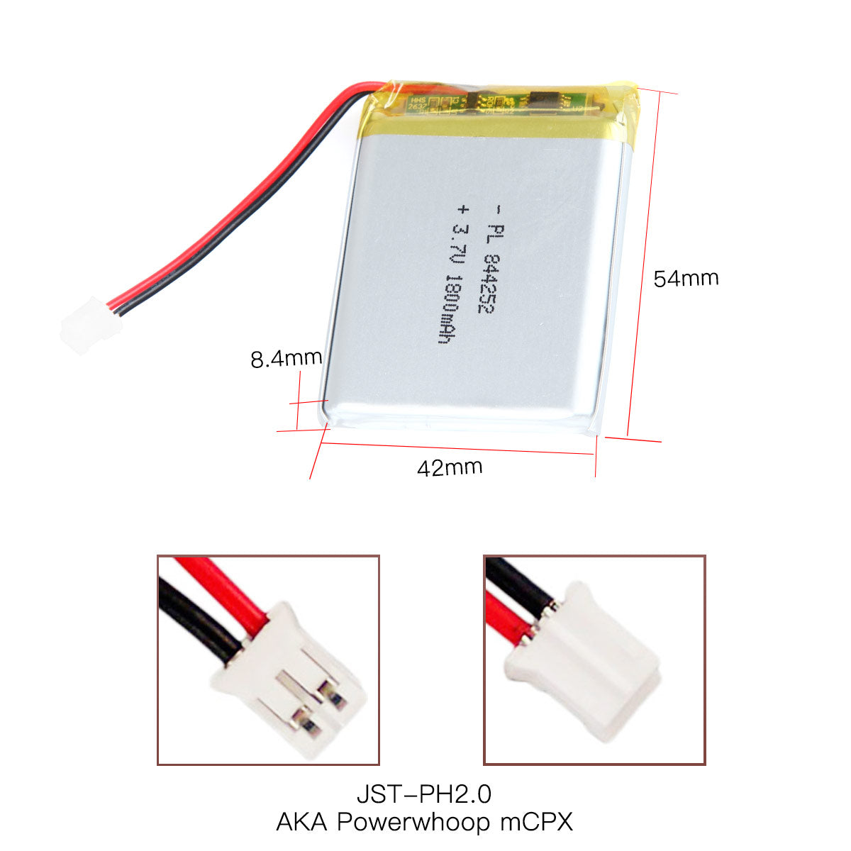YDL 3.7V 1800mAh 844252 재충전용 리튬 중합체 건전지 길이 54mm
