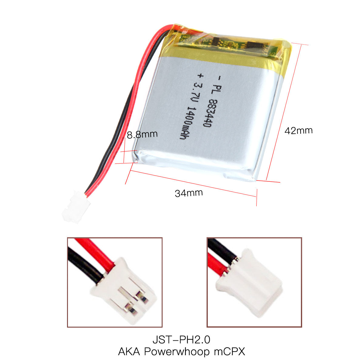 YDL 3.7V 1400mAh 883440 充電式リチウムポリマー電池
