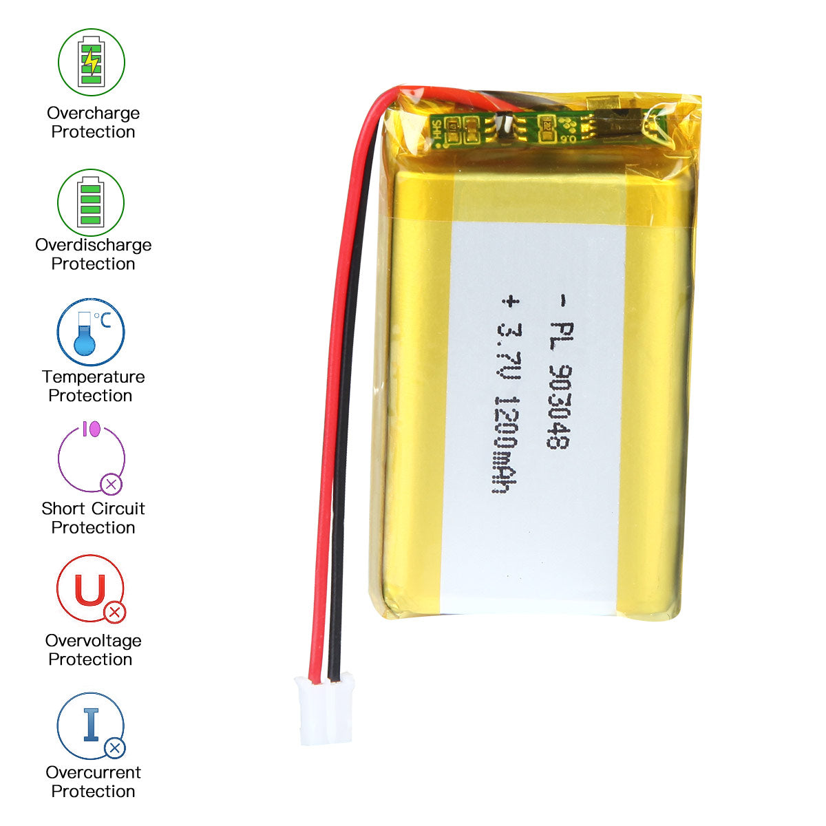 3.7V 1200mAh 903048 充電式リチウムポリマー電池