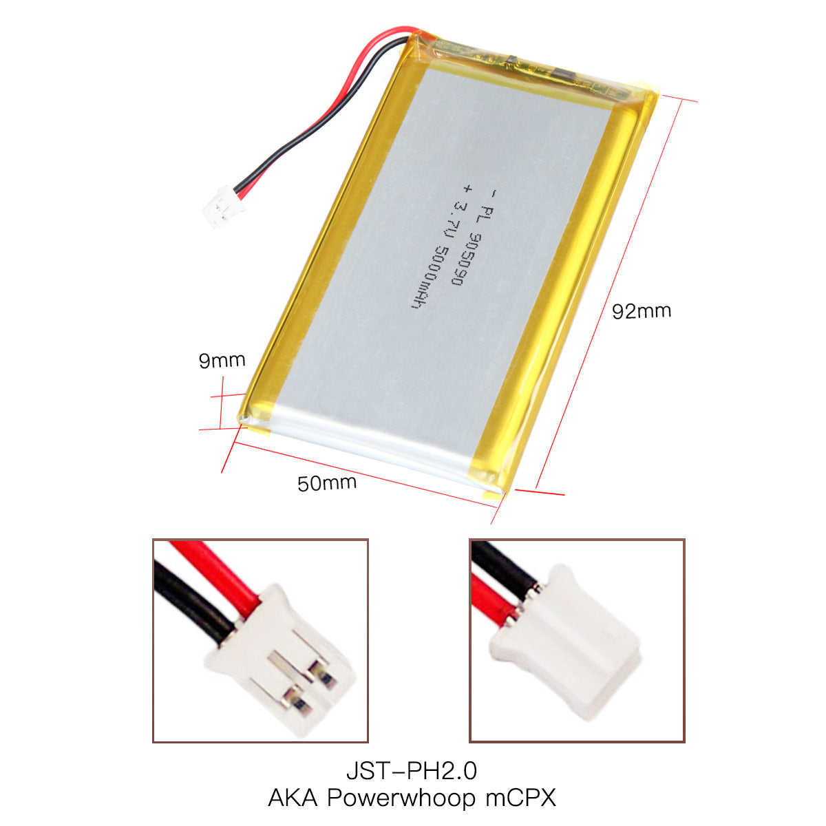 YDL 3.7V 5000mAh 905090 충전식 리튬 폴리머 배터리 길이 92mm