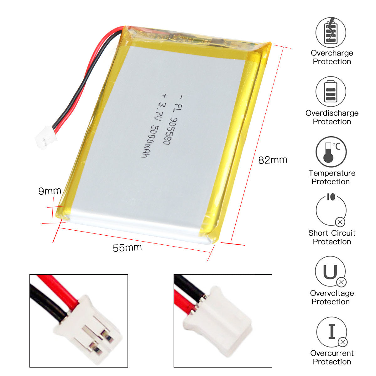 YDL 3.7V 5000mAh 905580 充電式リチウムポリマー電池