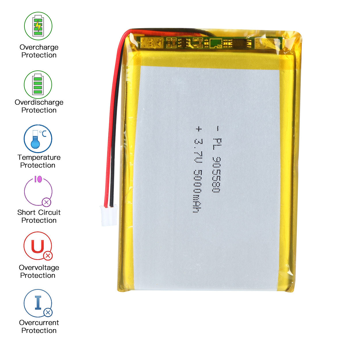 YDL 3.7V 5000mAh 905580 充電式リチウムポリマー電池