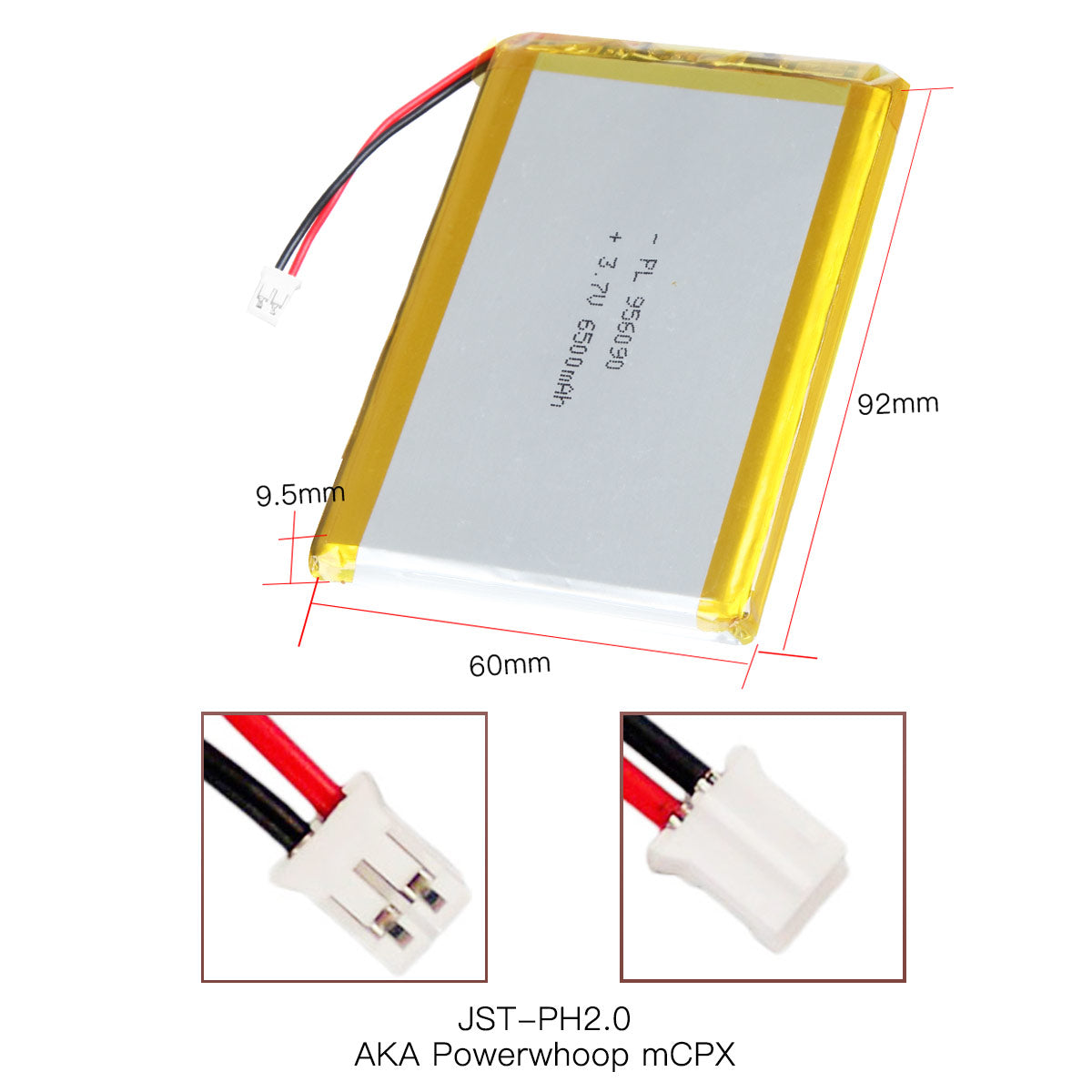 Longitud recargable 92m m de la batería del polímero de litio de YDL 3.7V 6500mAh 956090