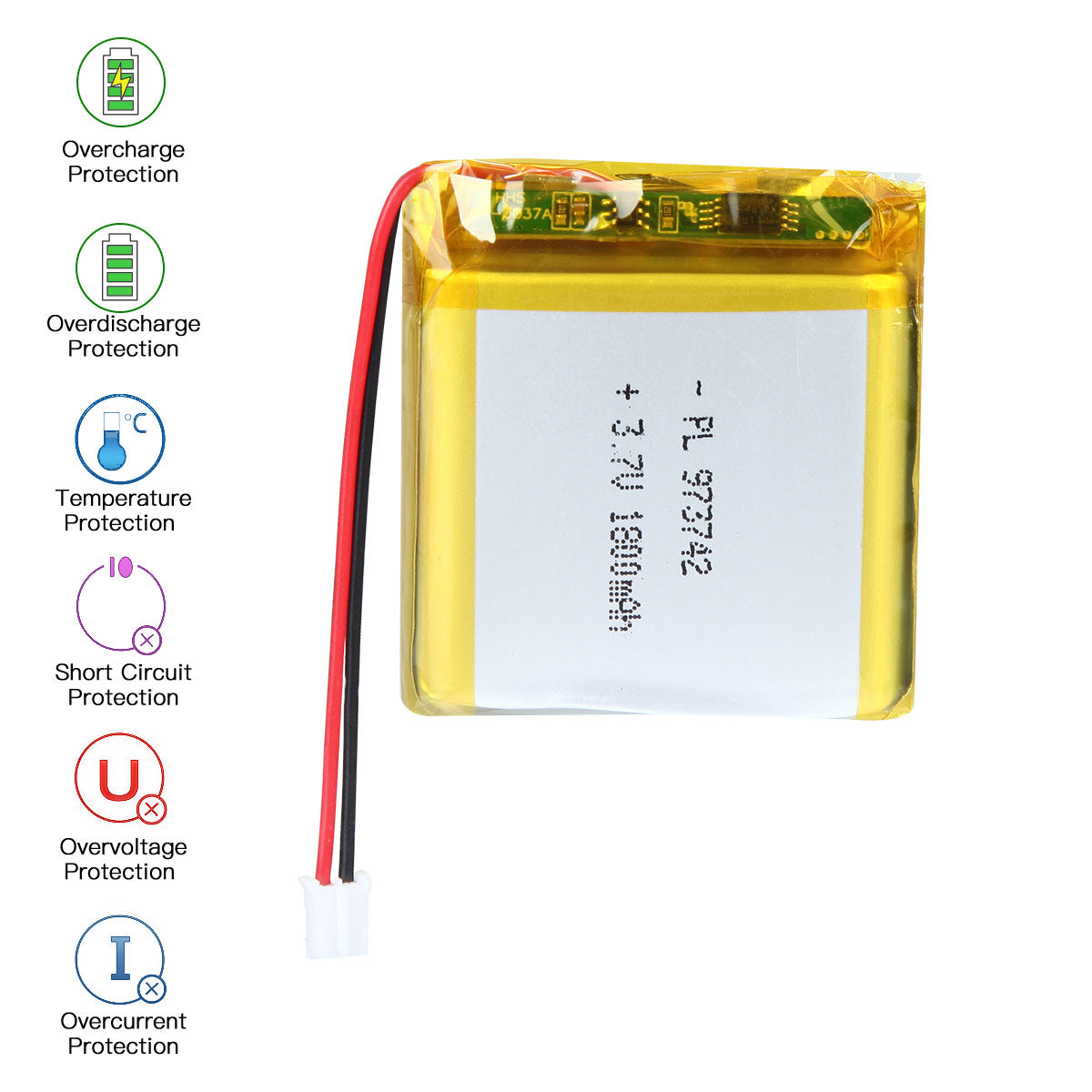 YDL 3.7V 1800mAh 973742 充電式リチウムポリマー電池 長さ 44mm