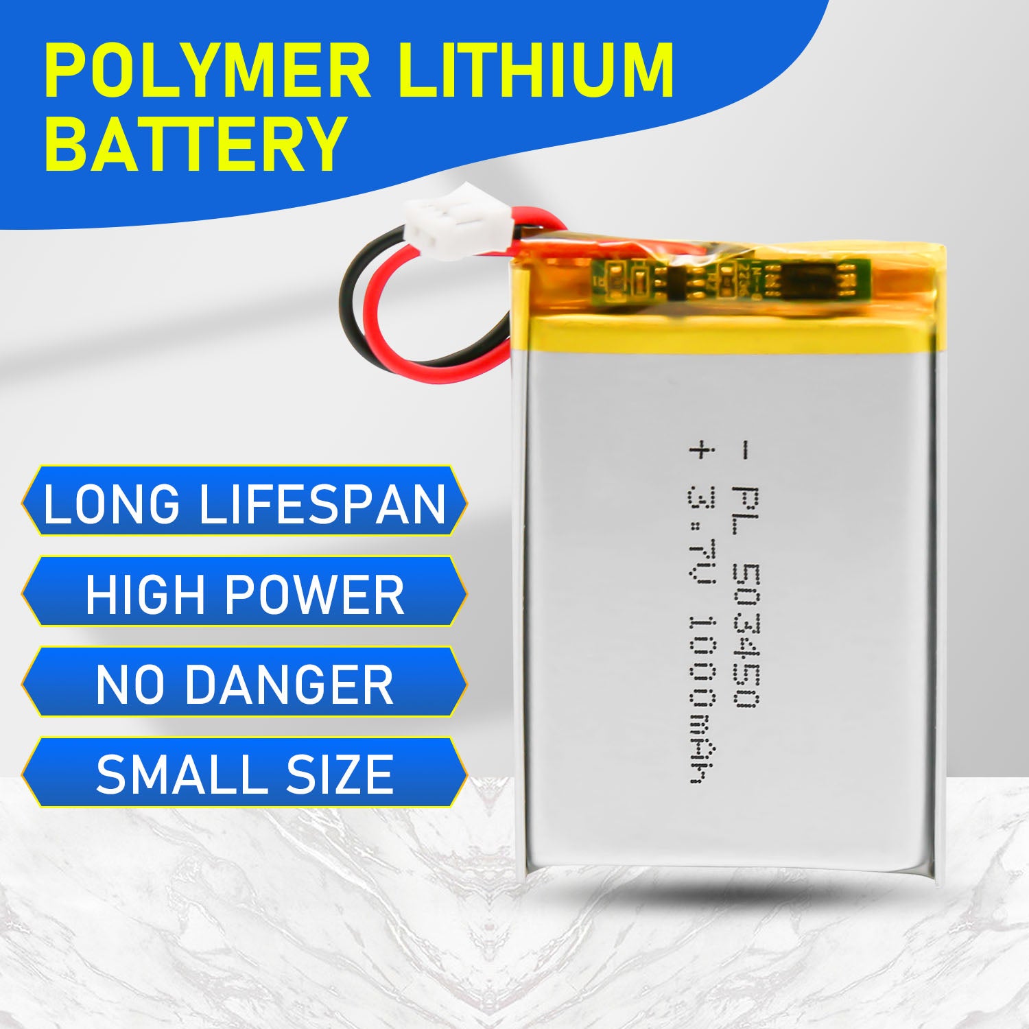 YDL 3.7V 1000mAh 523450/503450 Lithium Polymer Battery