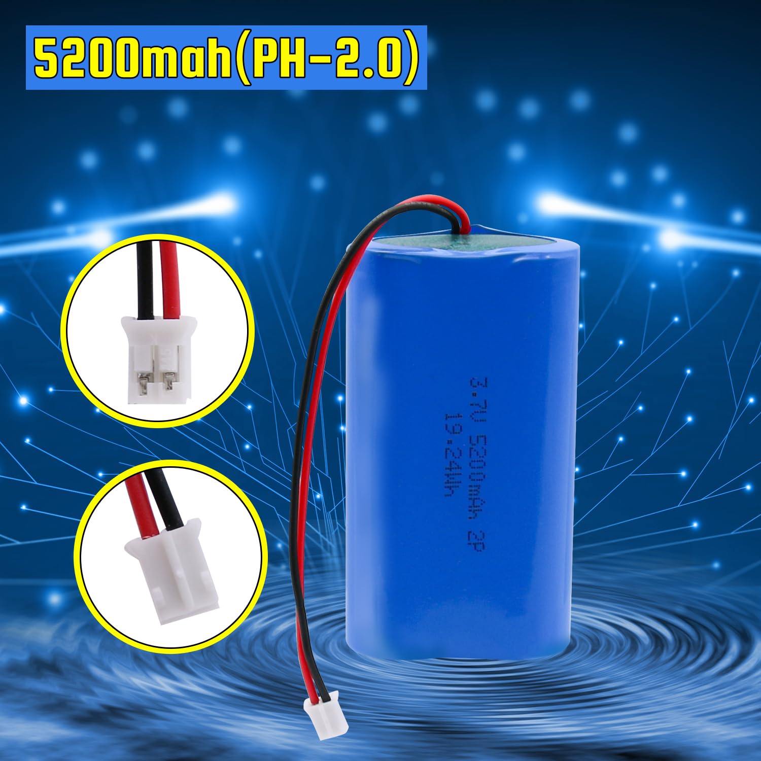 YDL 3.7V 5200mAh リチウムイオン充電式電池 エレクトロニクス、おもちゃ、照明、機器用交換用バッテリー