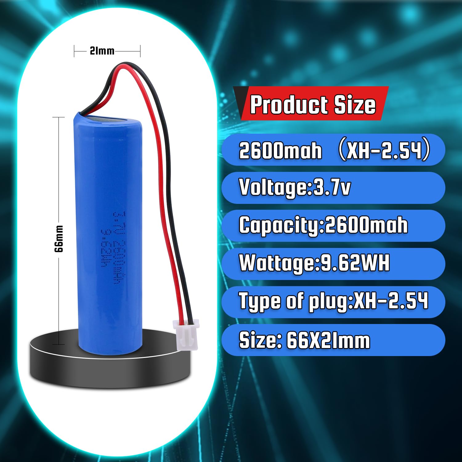 Pin sạc Li-ion YDL 3.7V 2600mAh Pin thay thế cho thiết bị điện tử, đồ chơi, đèn chiếu sáng, thiết bị