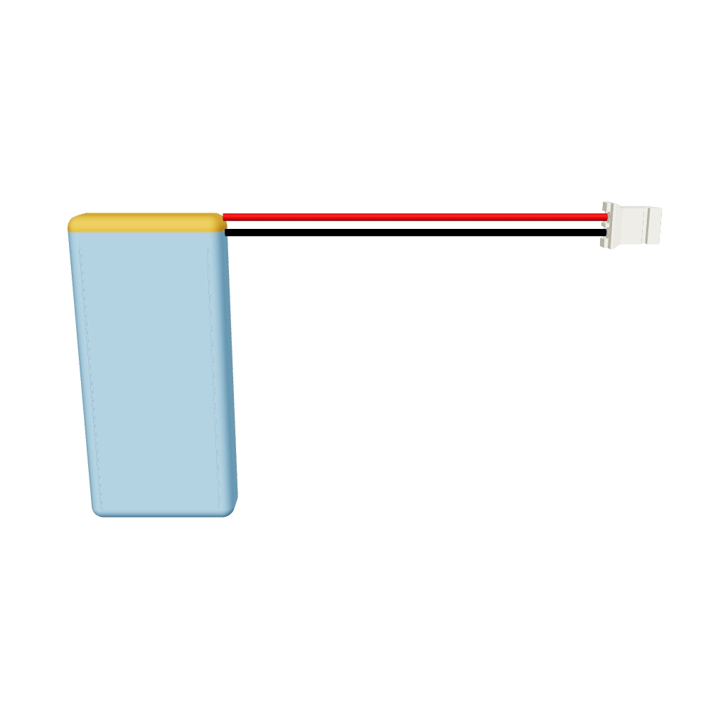 YDL 652040 500mAh 3.7V LiPo battery 3D model, 6.5x20x42mm