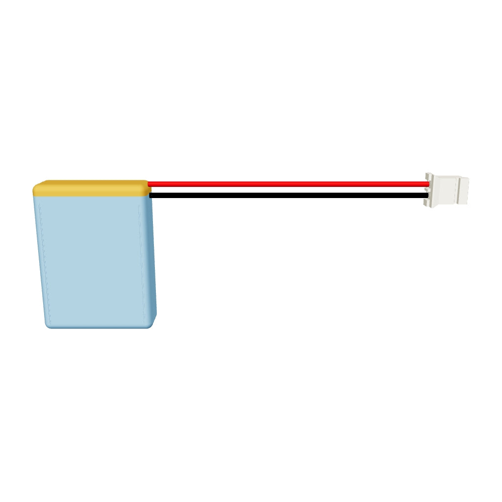 YDL 702025 300mAh 3.7V LiPo battery 3D model, 7x20x27mm