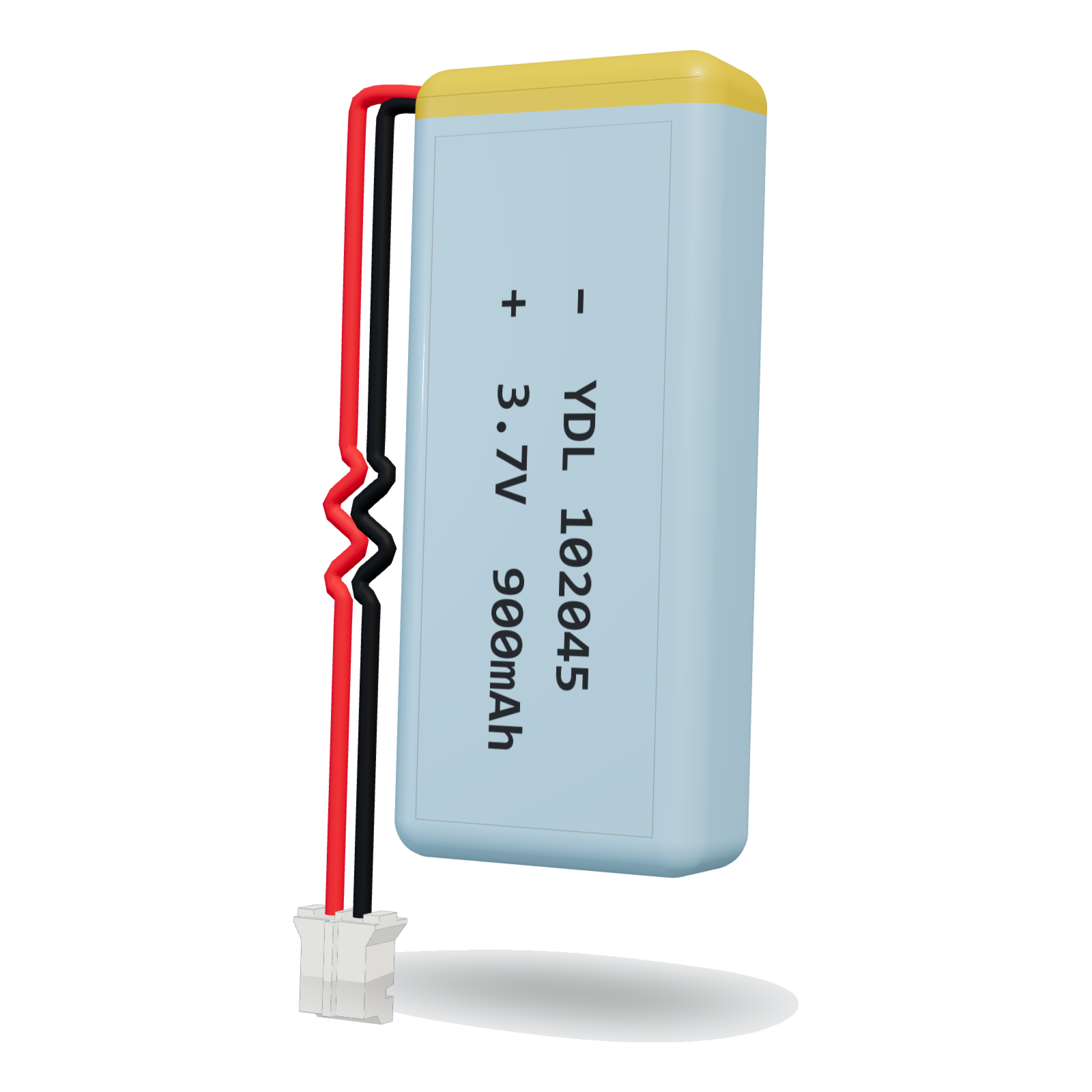 YDL 102045 900mAh 3.7V lithium polymer battery, 10x20x47mm, PH2.0 connector