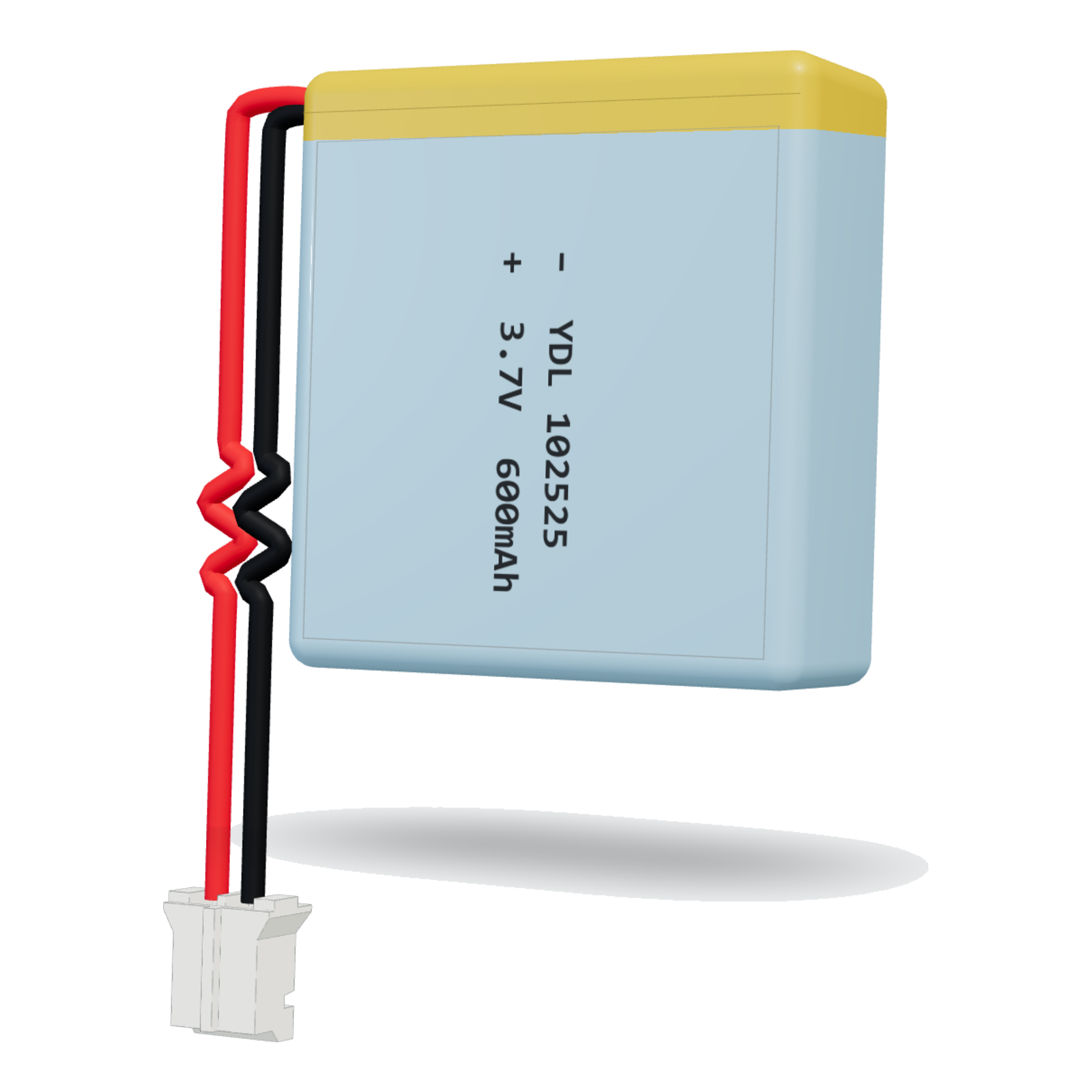 YDL 102525 600mAh 3.7V lithium polymer battery, 10x25x27mm, PH2.0 connector