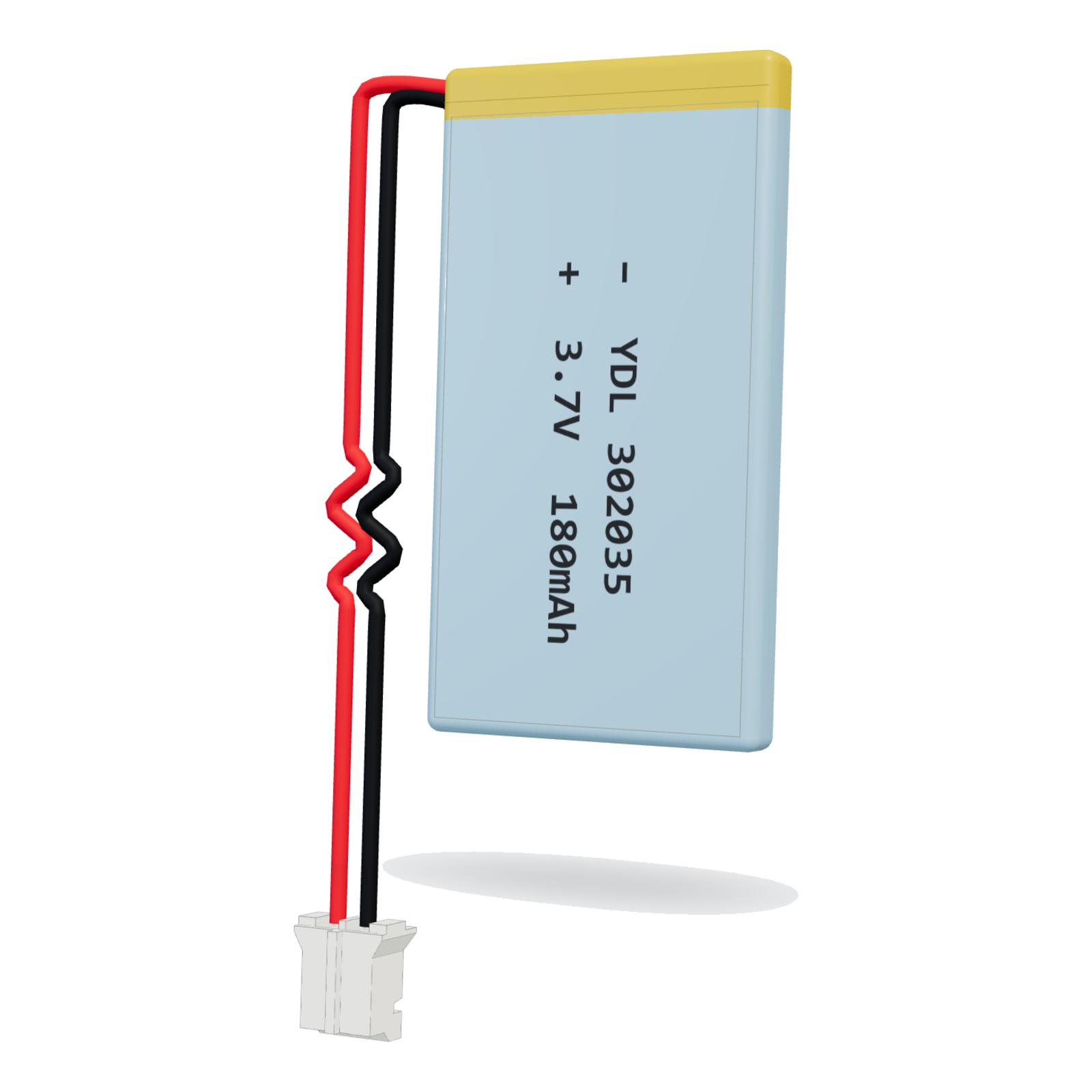 YDL 302035 180mAh 3.7V lithium polymer battery, 3x20x37mm, PH2.0 connector