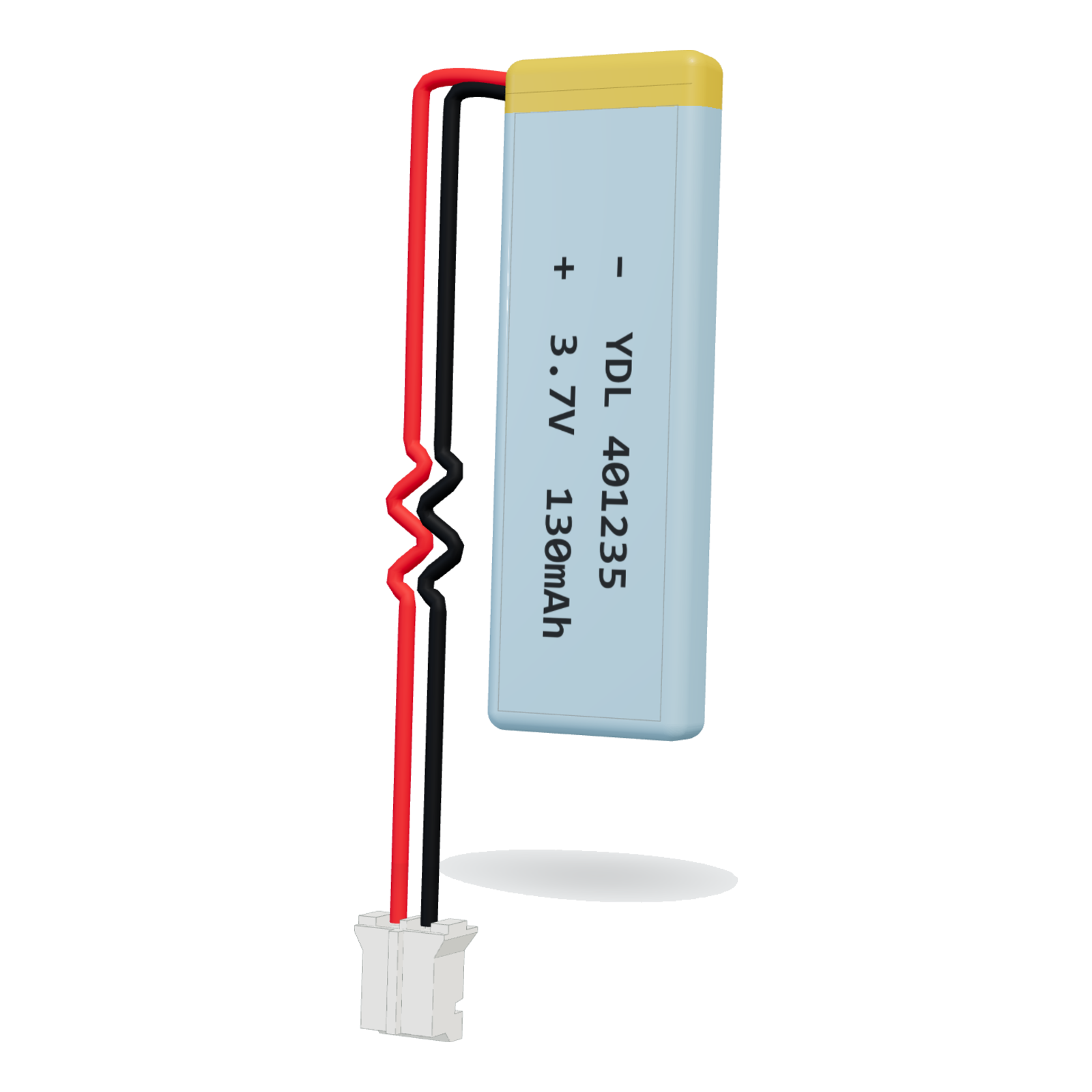 YDL 401235 130mAh 3.7V lithium polymer battery, 4x12x37mm, PH2.0 connector