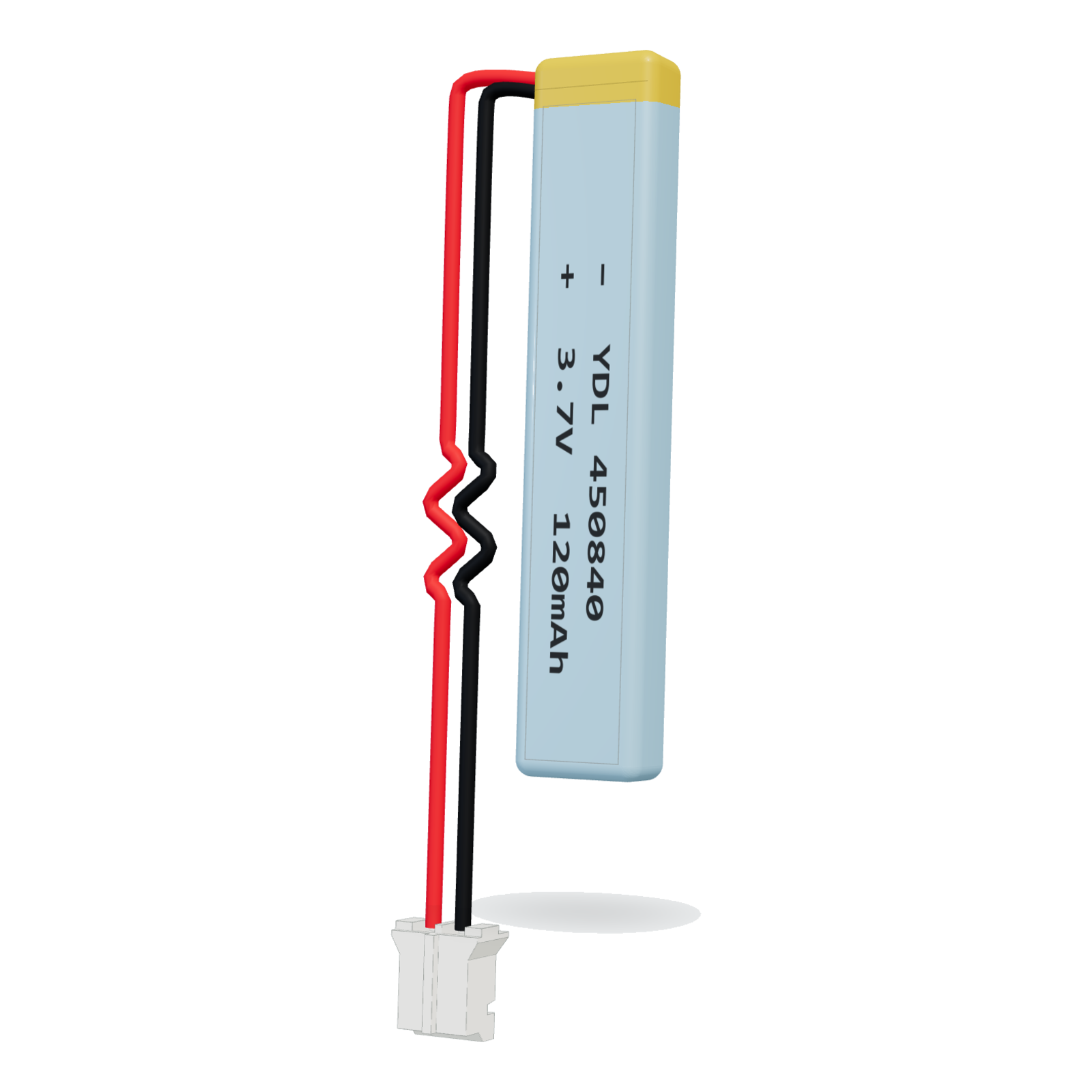 YDL 450840 120mAh 3.7V lithium polymer battery, 4.5x8x42mm, PH2.0 connector