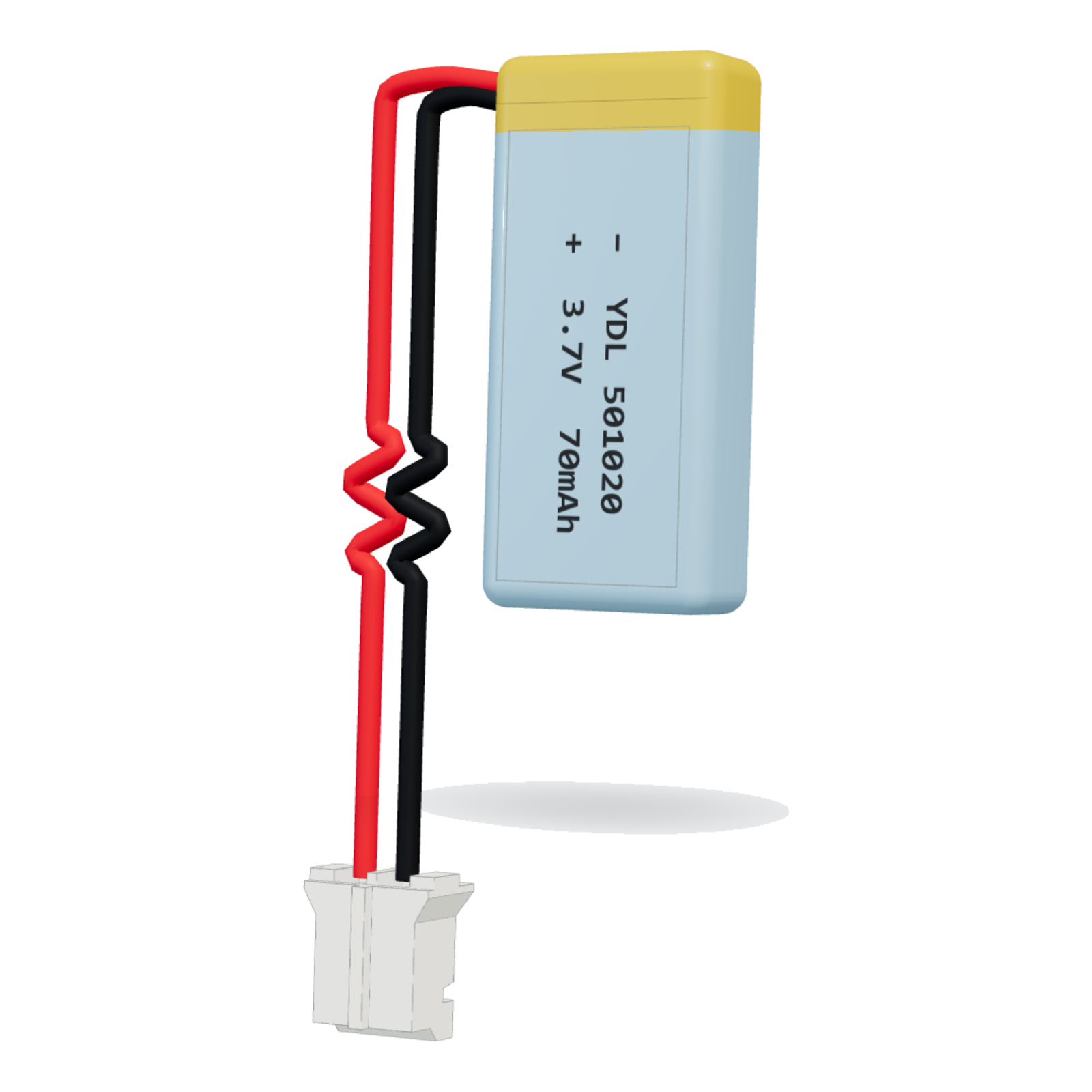 YDL 501020 70mAh 3.7V lithium polymer battery, 5x10x22mm, PH2.0 connector
