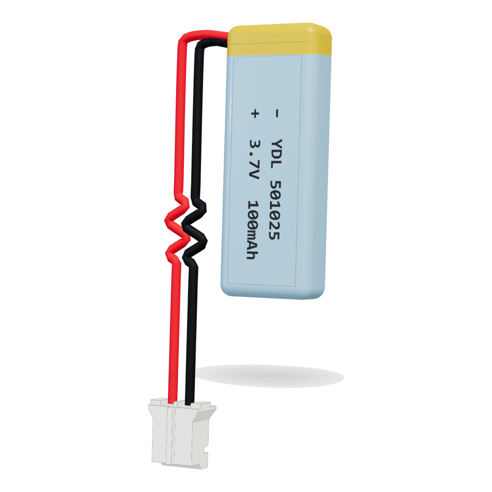 YDL 501025 100mAh 3.7V lithium polymer battery, 5x10x27mm, PH2.0 connector