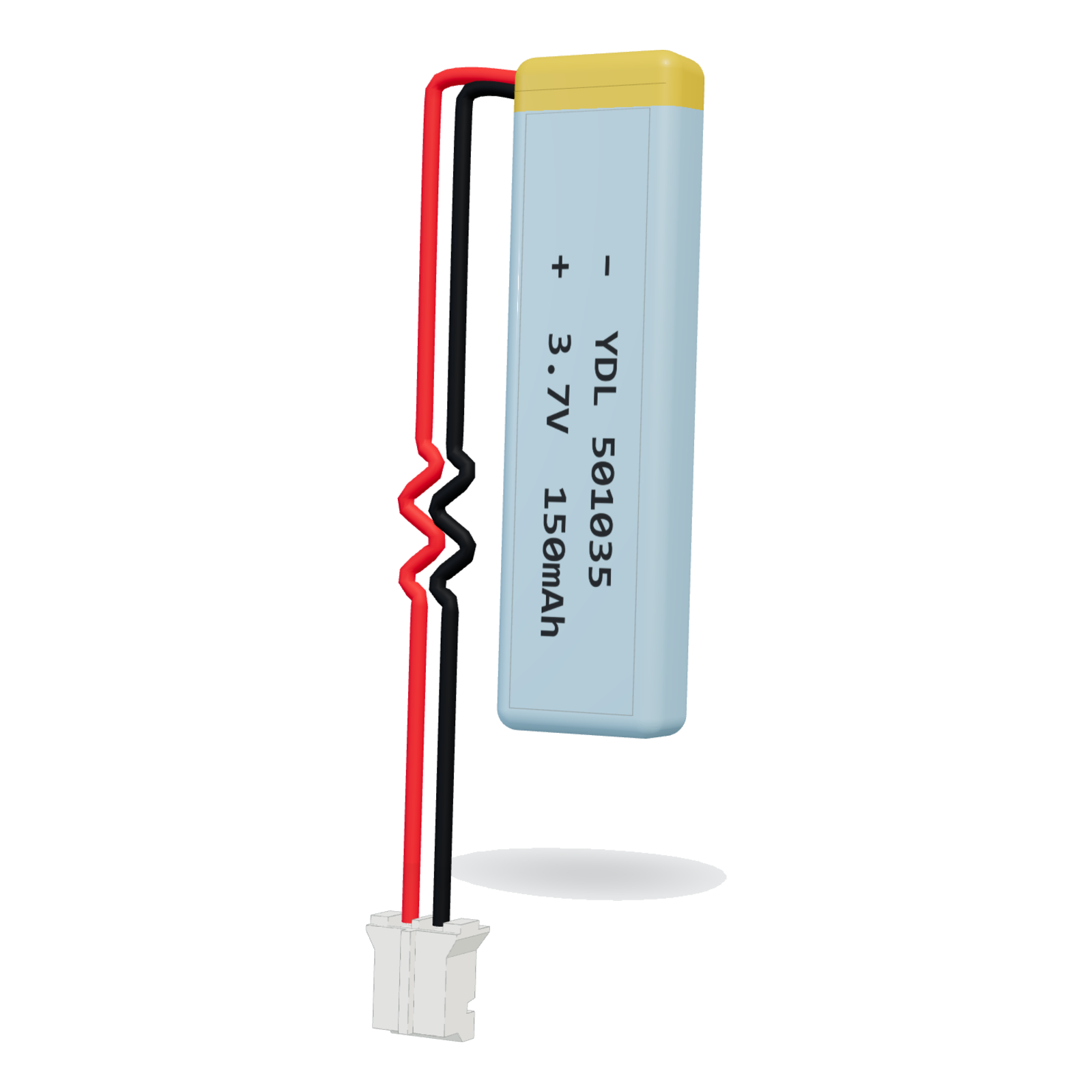 YDL 501035 150mAh 3.7V lithium polymer battery, 5x10x37mm, PH2.0 connector
