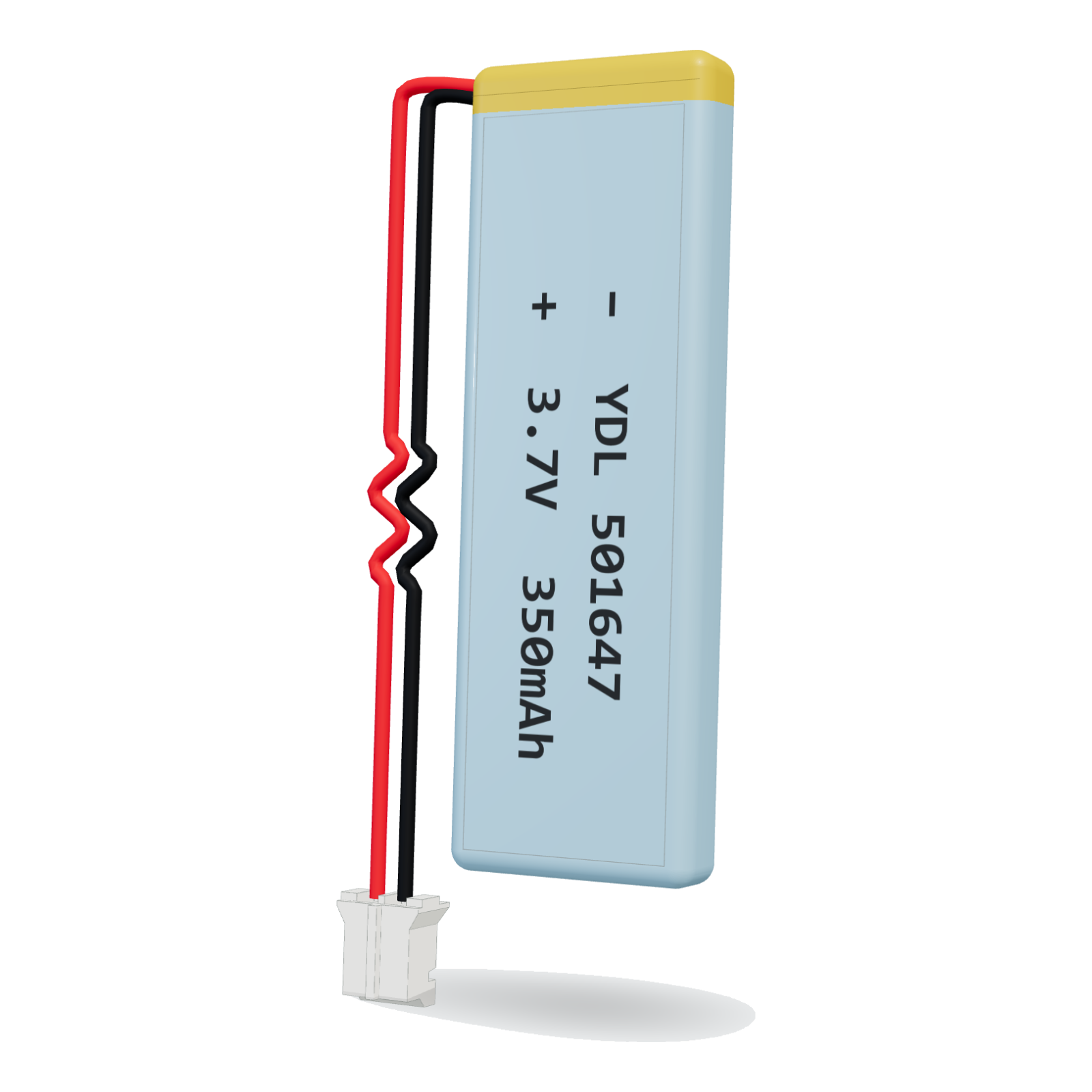 YDL 501647 350mAh 3.7V lithium polymer battery, 5x16x49mm, PH2.0 connector