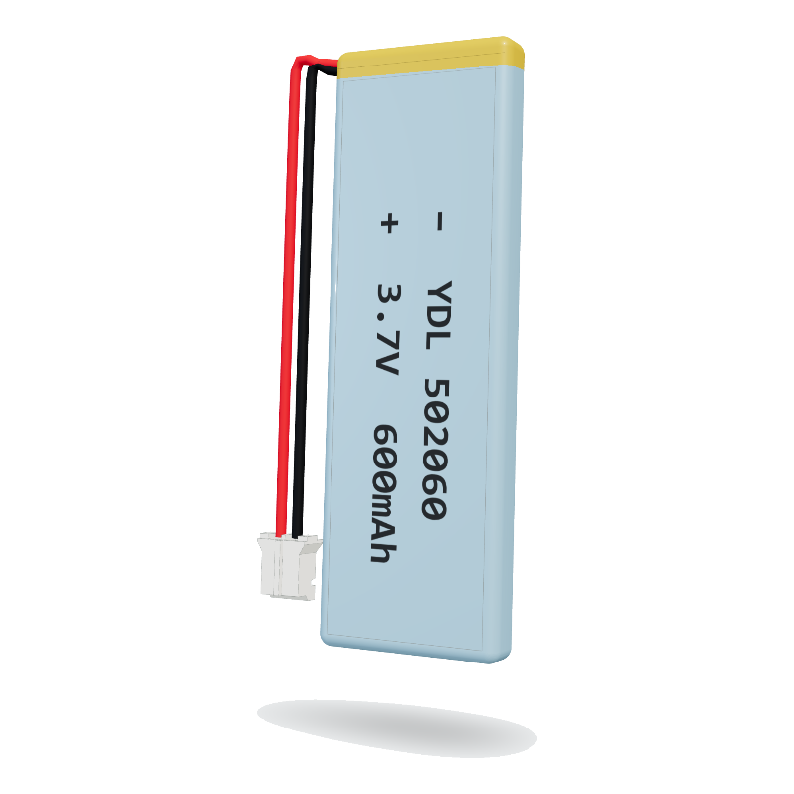 YDL 502060 600mAh 3.7V lithium polymer battery, 5x20x62mm, PH2.0 connector