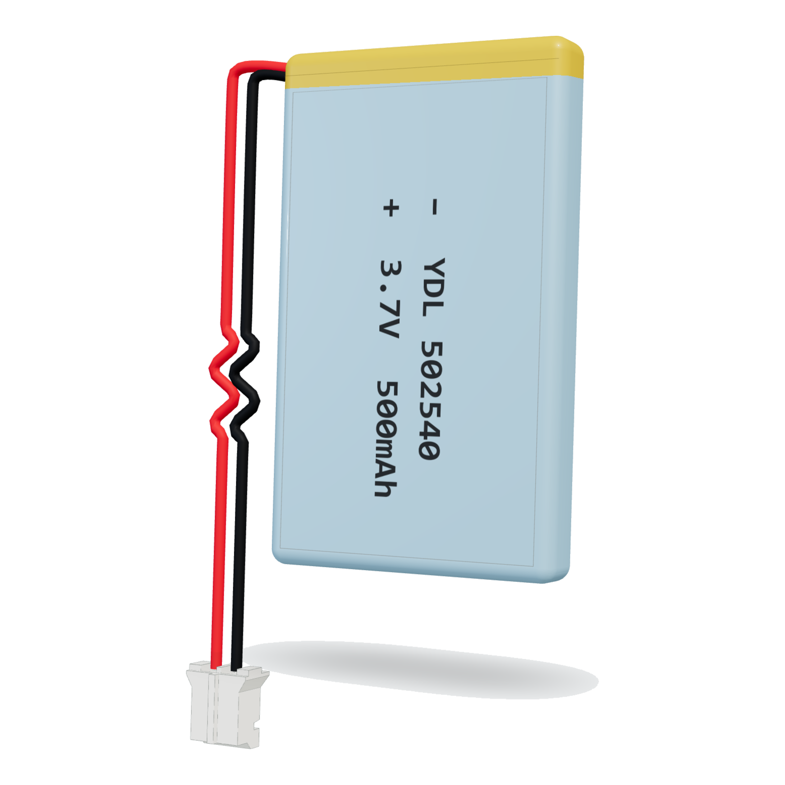 YDL 502540 500mAh 3.7V lithium polymer battery, 5x25x42mm, PH2.0 connector