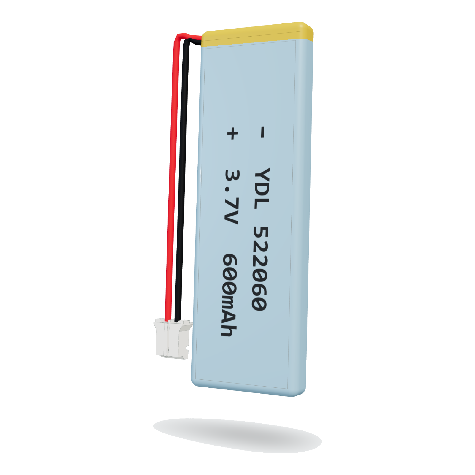 YDL 522060 600mAh 3.7V lithium polymer battery, 5.2x20x62mm, PH2.0 connector