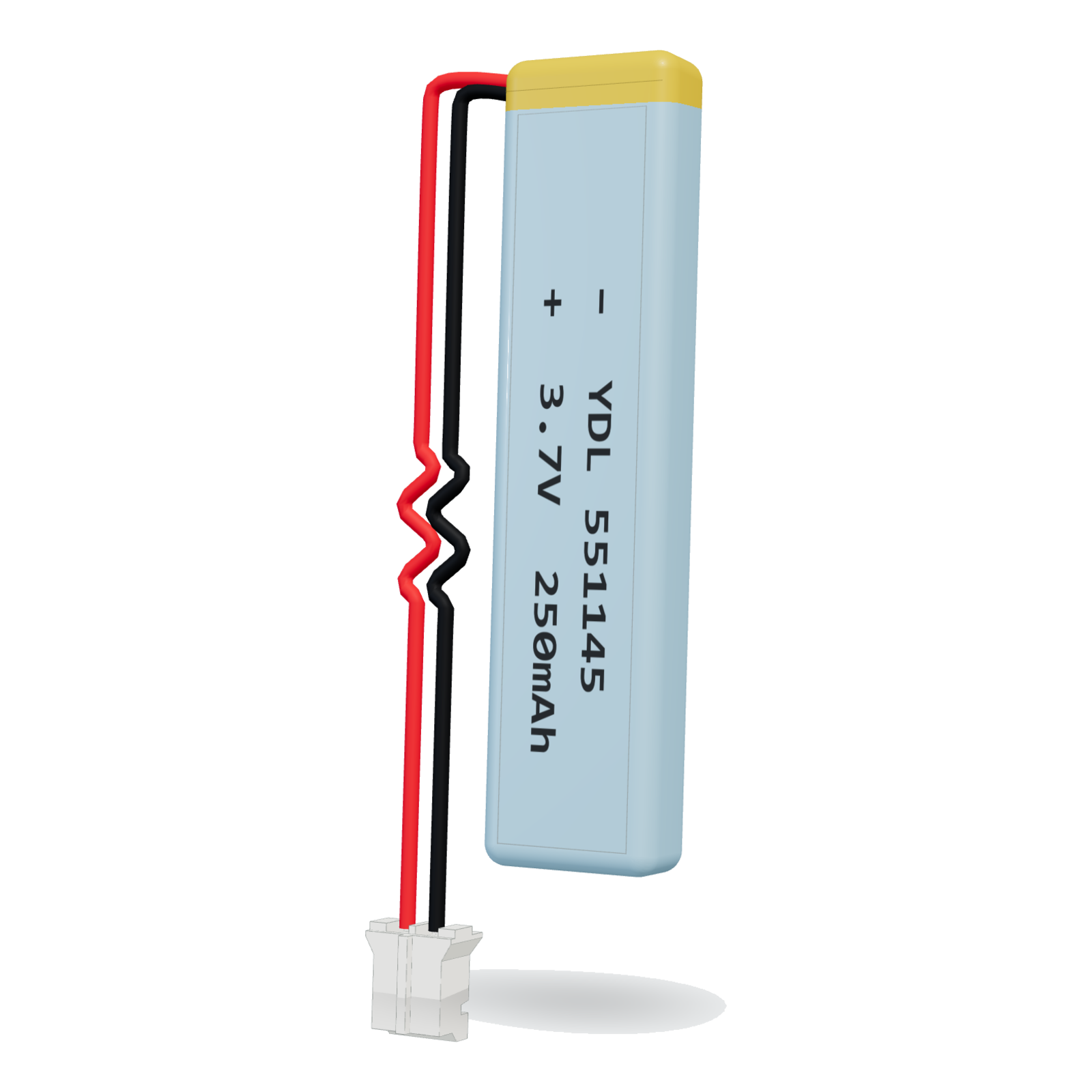 YDL 551145 250mAh 3.7V lithium polymer battery, 5.5x11x47mm, PH2.0 connector