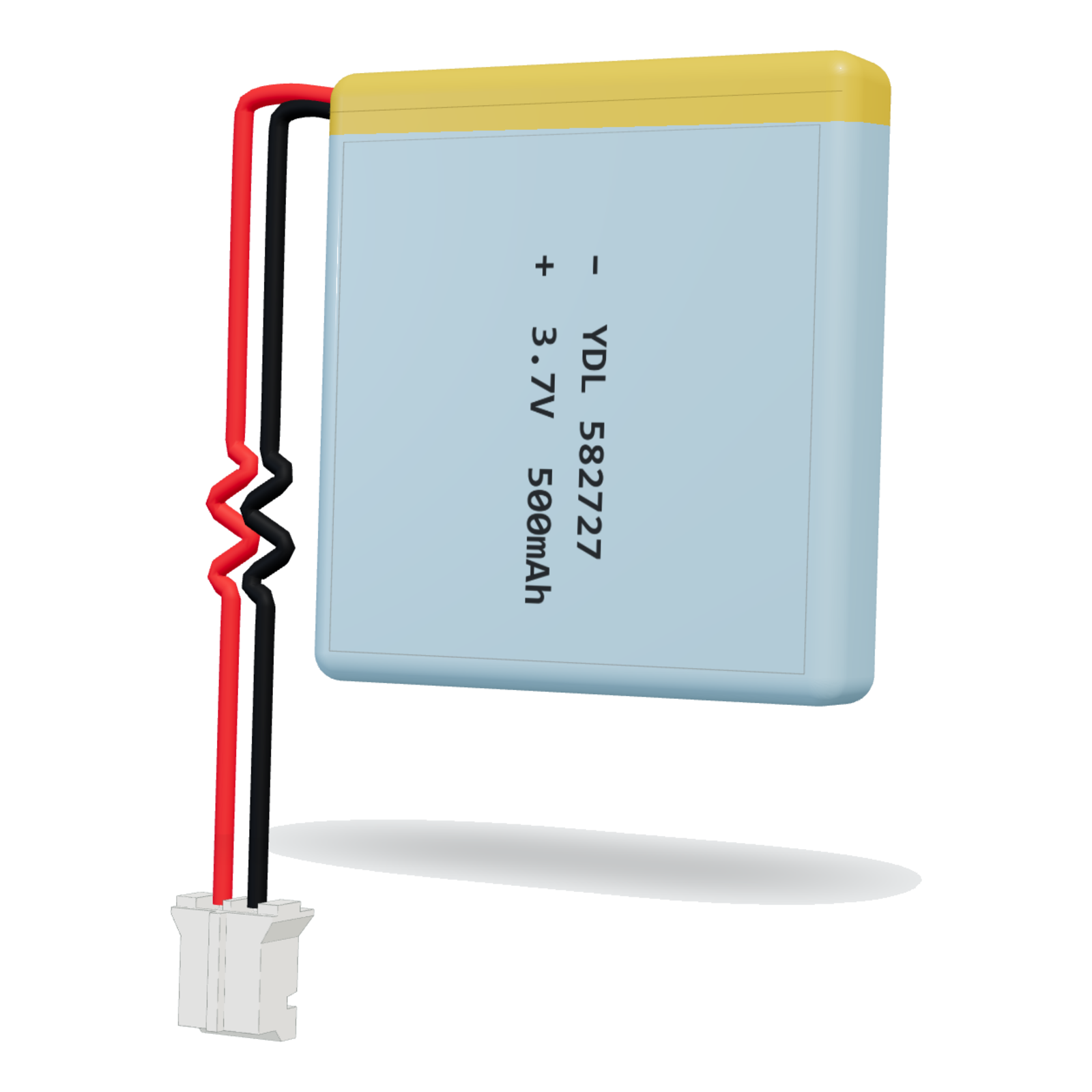 YDL 582727 500mAh 3.7V lithium polymer battery, 5.8x27x29mm, PH2.0 connector