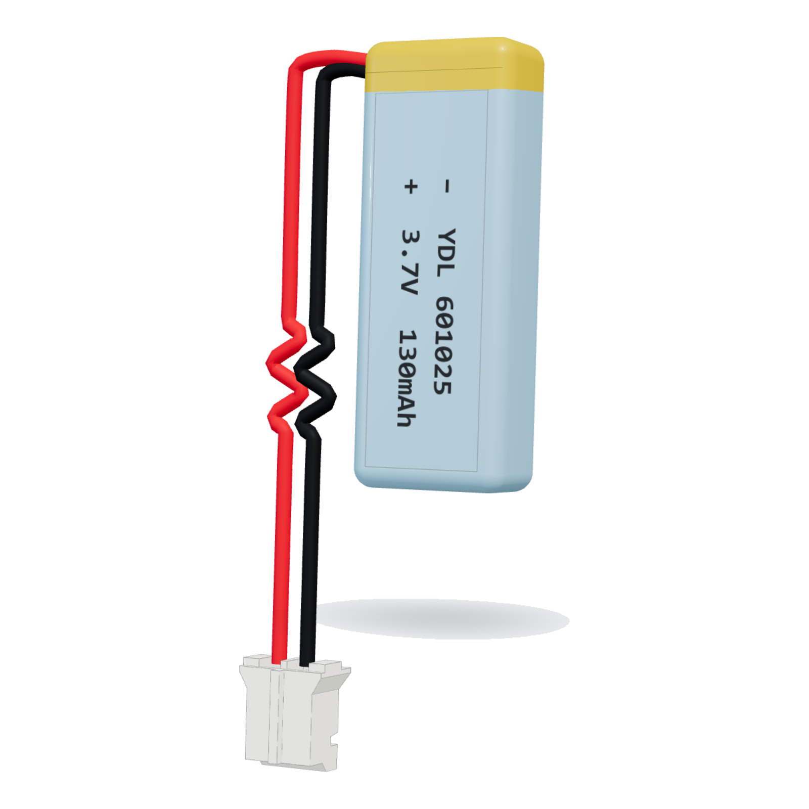 YDL 601025 130mAh 3.7V lithium polymer battery, 6x10x27mm, PH2.0 connector