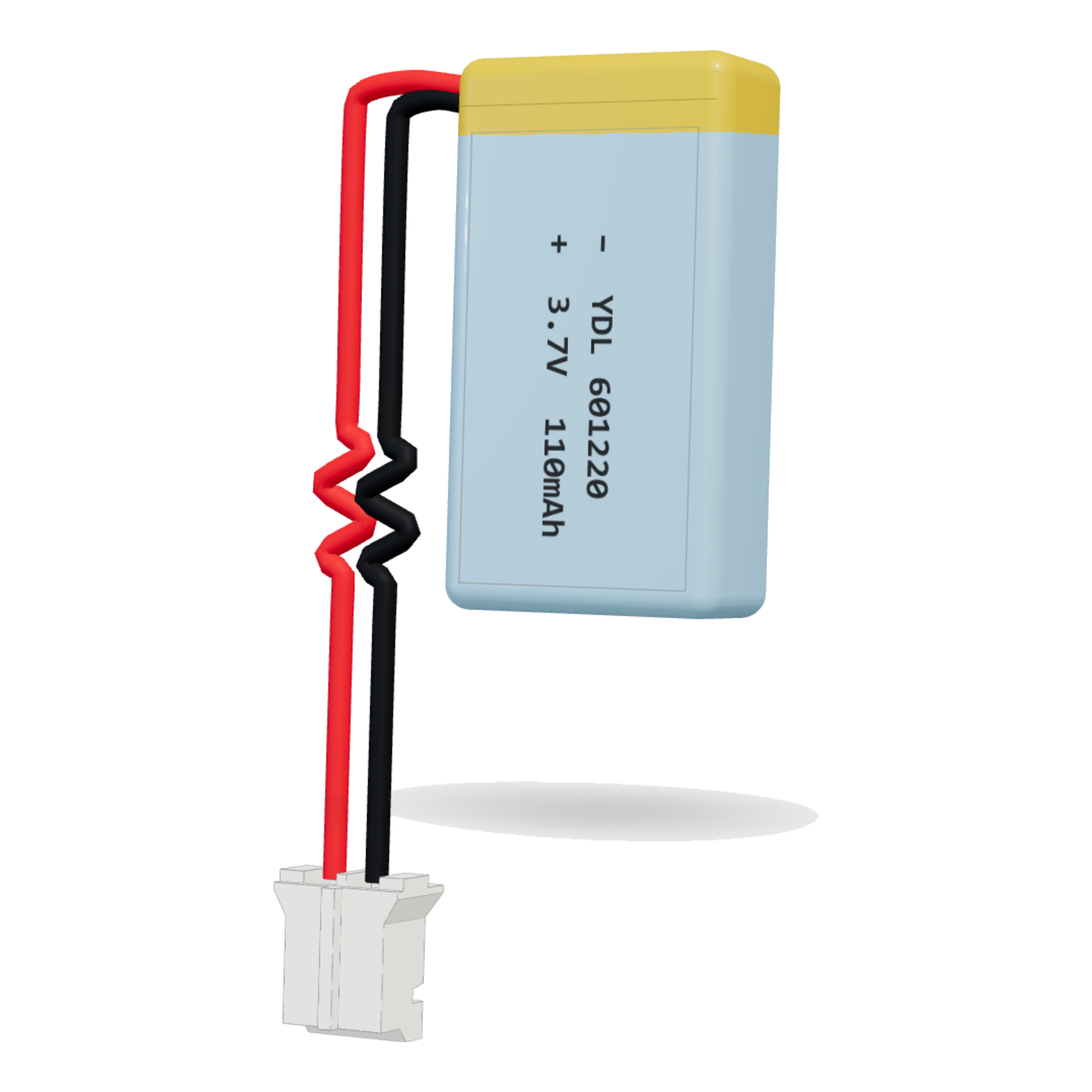 YDL 601220 110mAh 3.7V lithium polymer battery, 6x12x22mm, PH2.0 connector