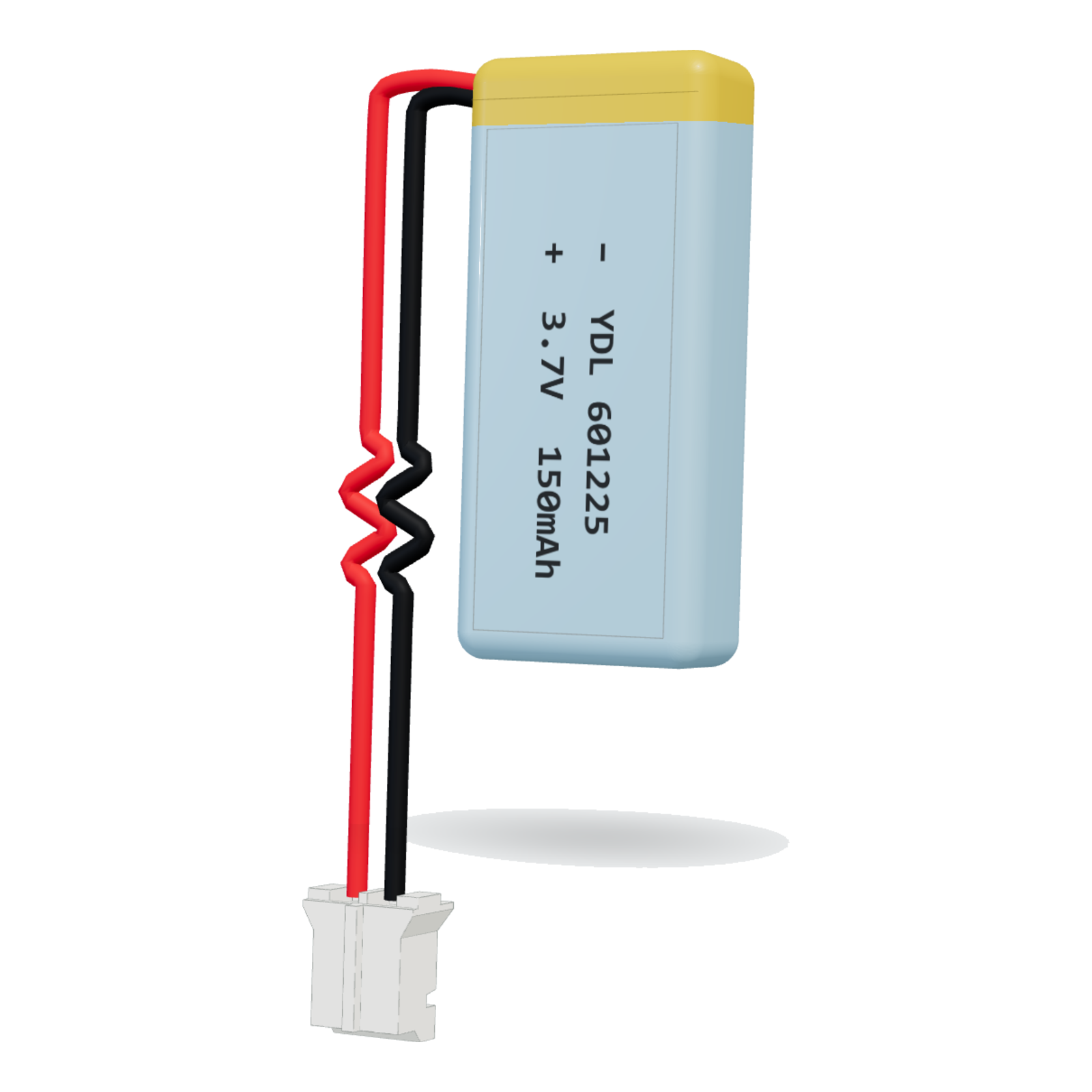 YDL 601225 150mAh 3.7V lithium polymer battery, 6x12x27mm, PH2.0 connector