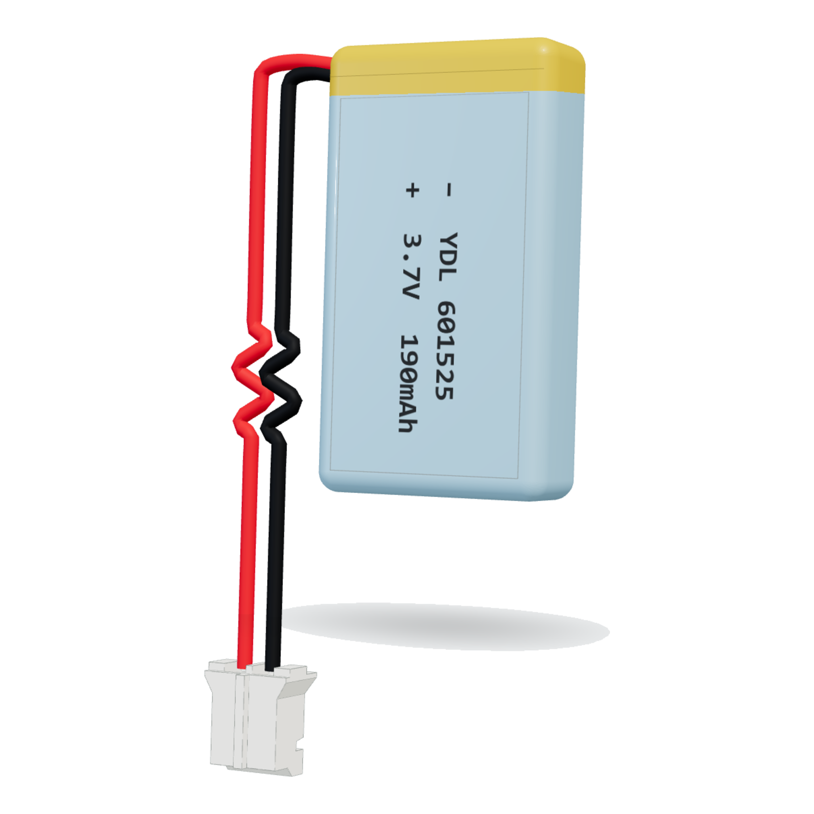 YDL 601525 190mAh 3.7V lithium polymer battery, 6x15x27mm, PH2.0 connector