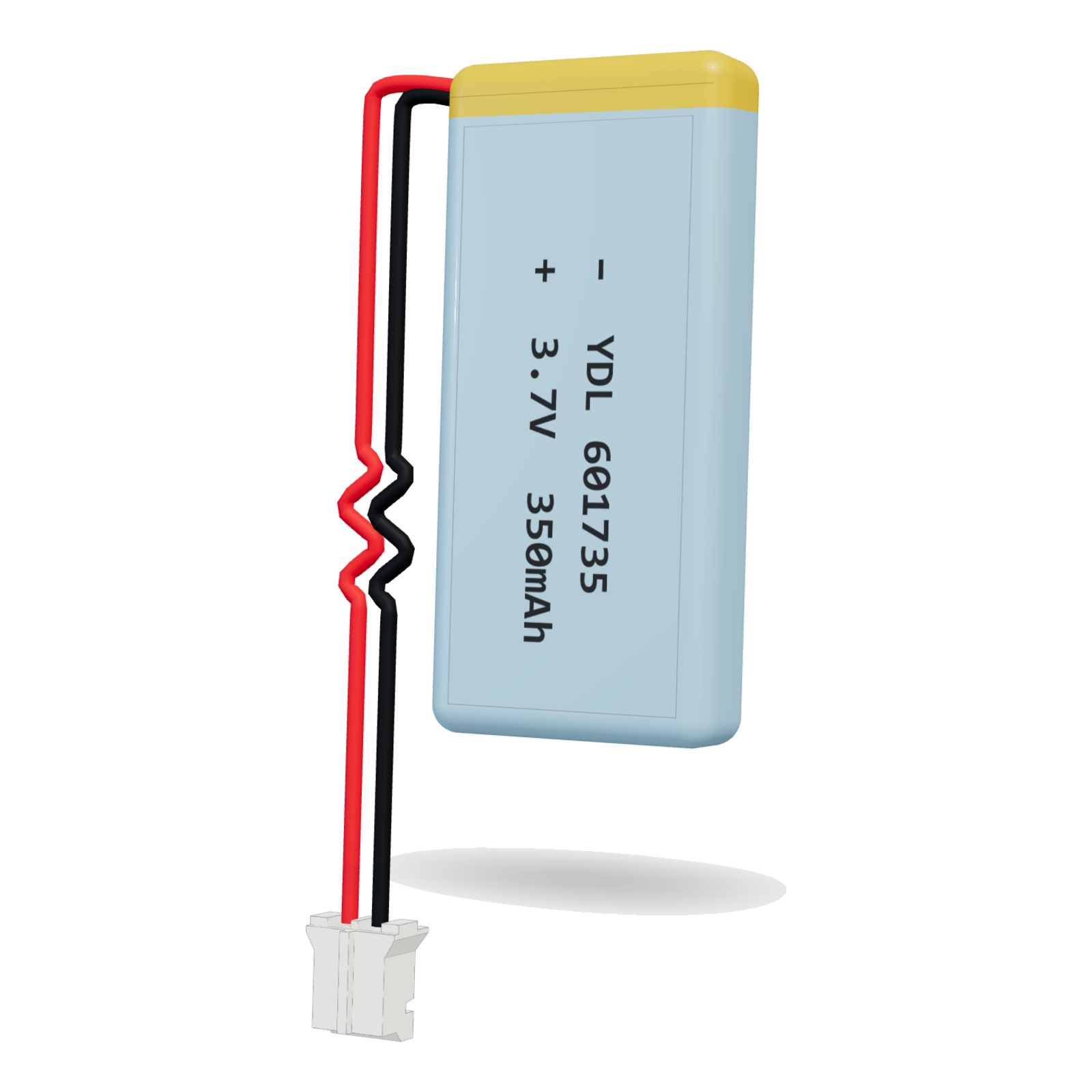 YDL 601735 350mAh 3.7V lithium polymer battery, 6x17x37mm, PH2.0 connector