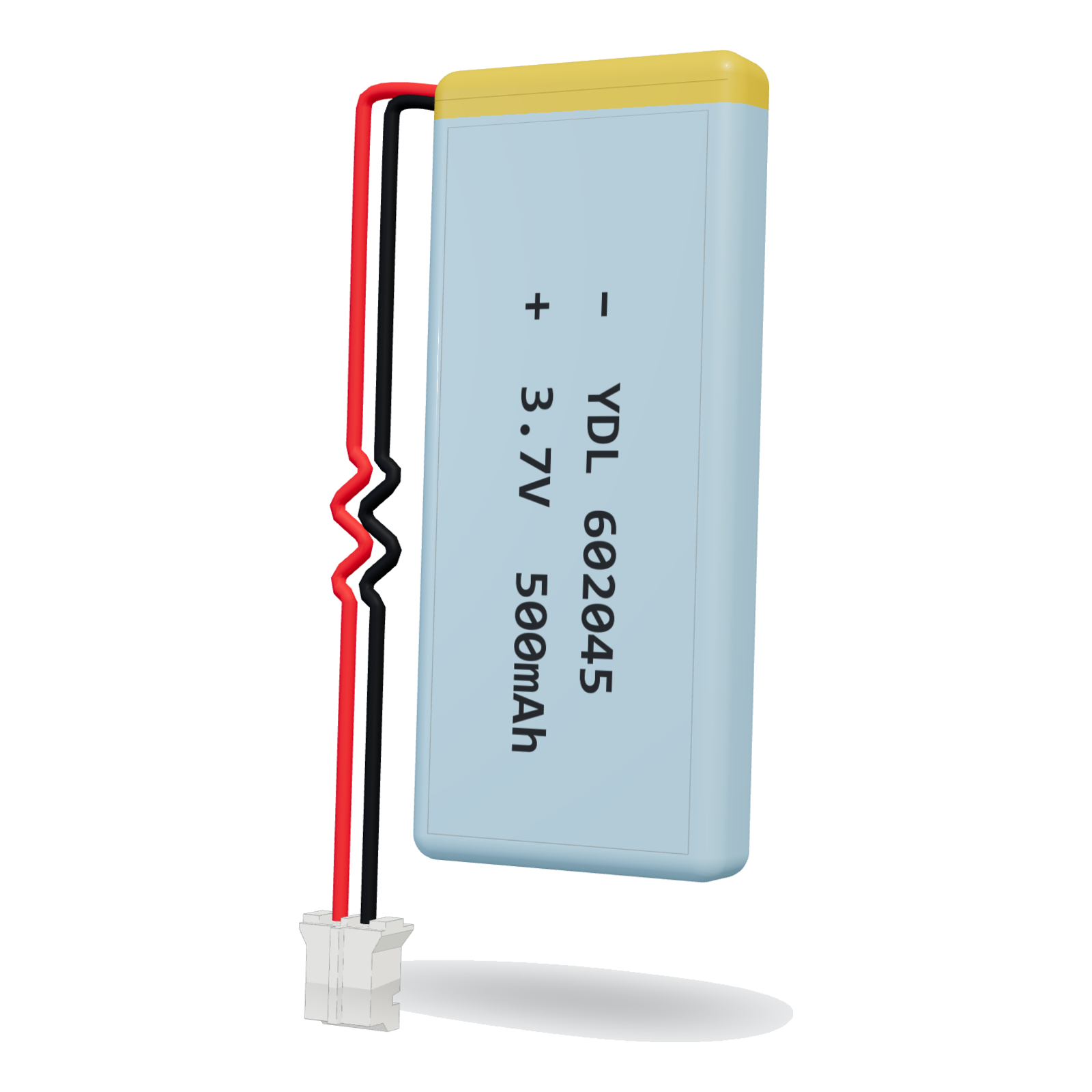 YDL 602045 500mAh 3.7V lithium polymer battery, 6x20x47mm, PH2.0 connector