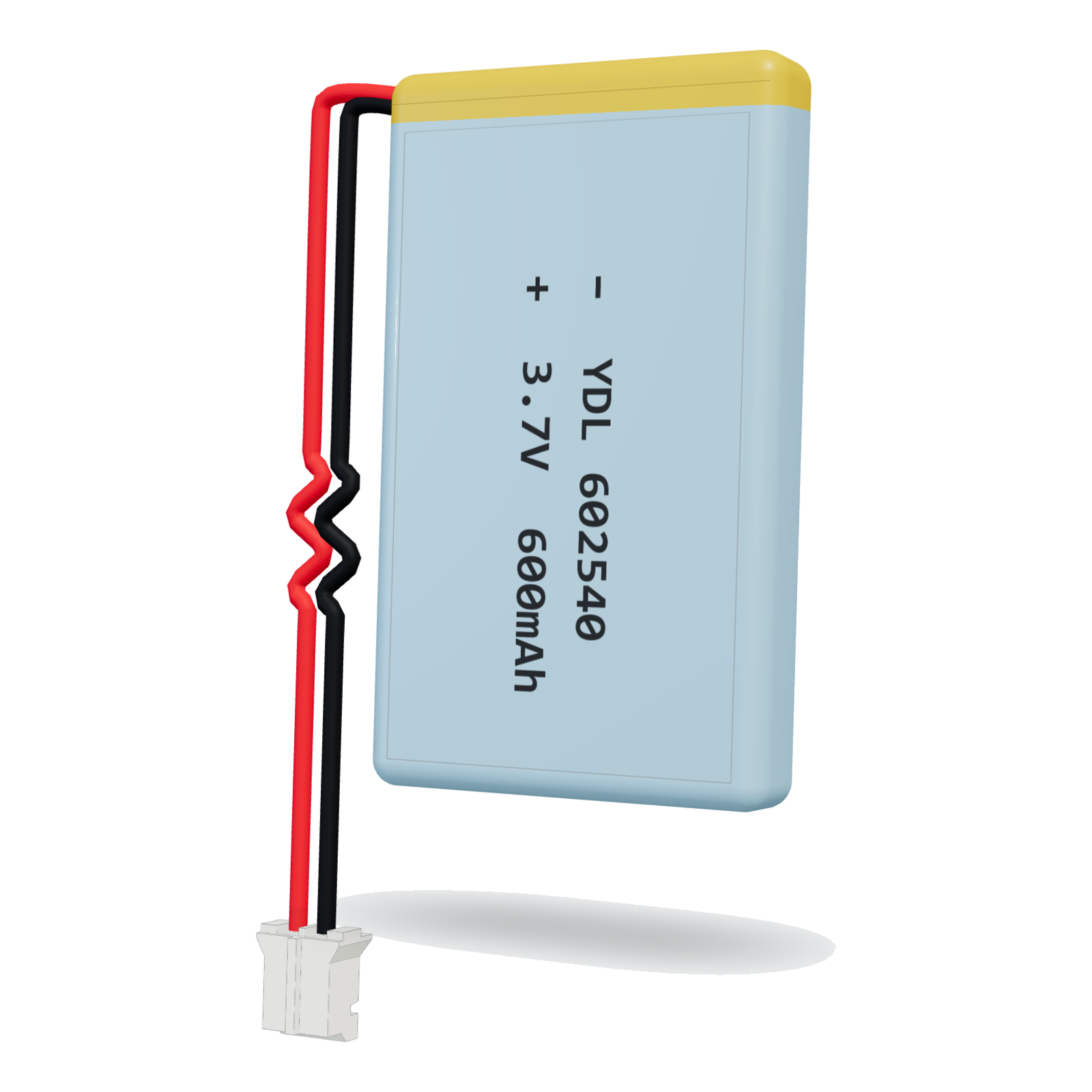 YDL 602540 600mAh 3.7V lithium polymer battery, 6x25x42mm, PH2.0 connector