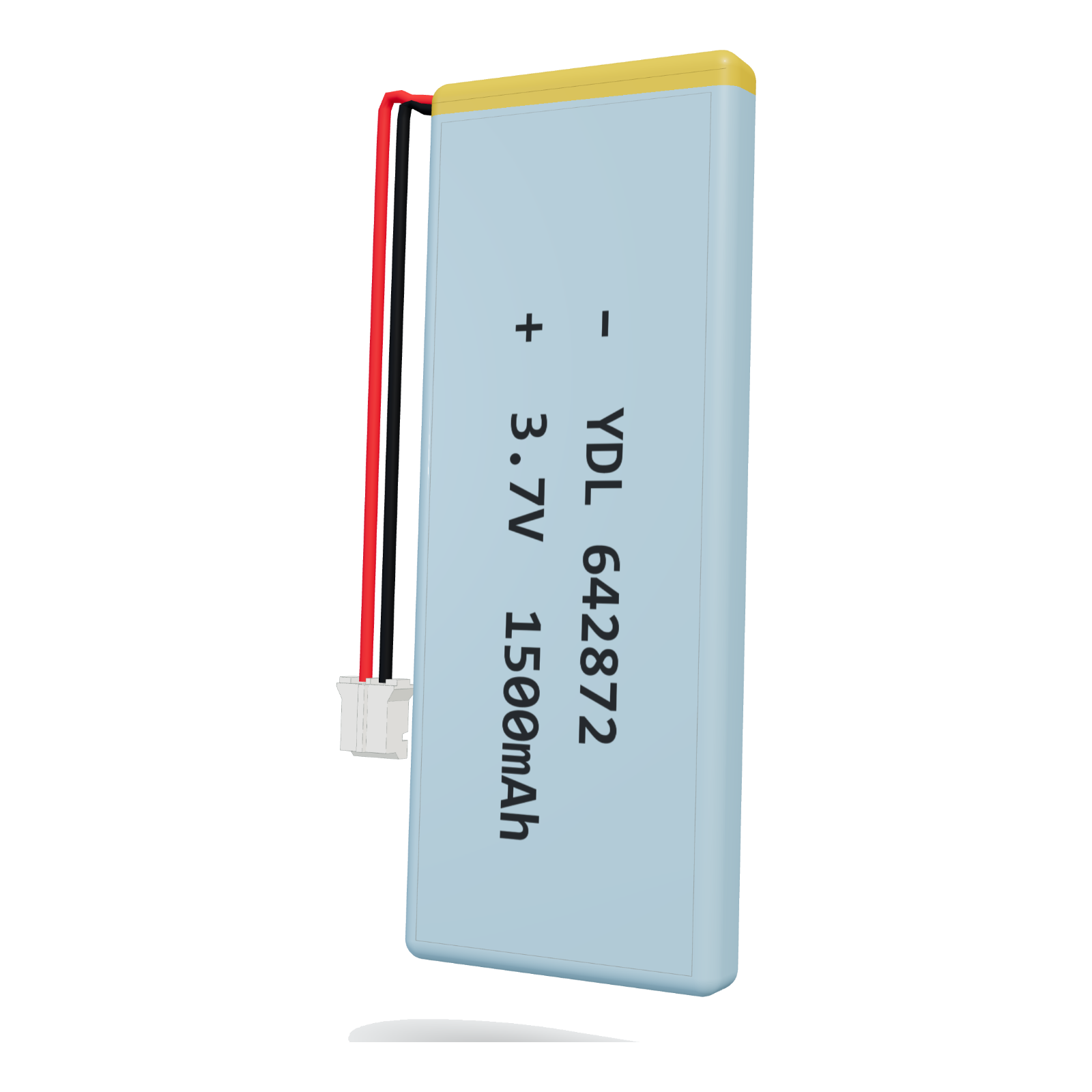 YDL 642872 1500mAh 3.7V lithium polymer battery, 6.4x28x74mm, PH2.0 connector