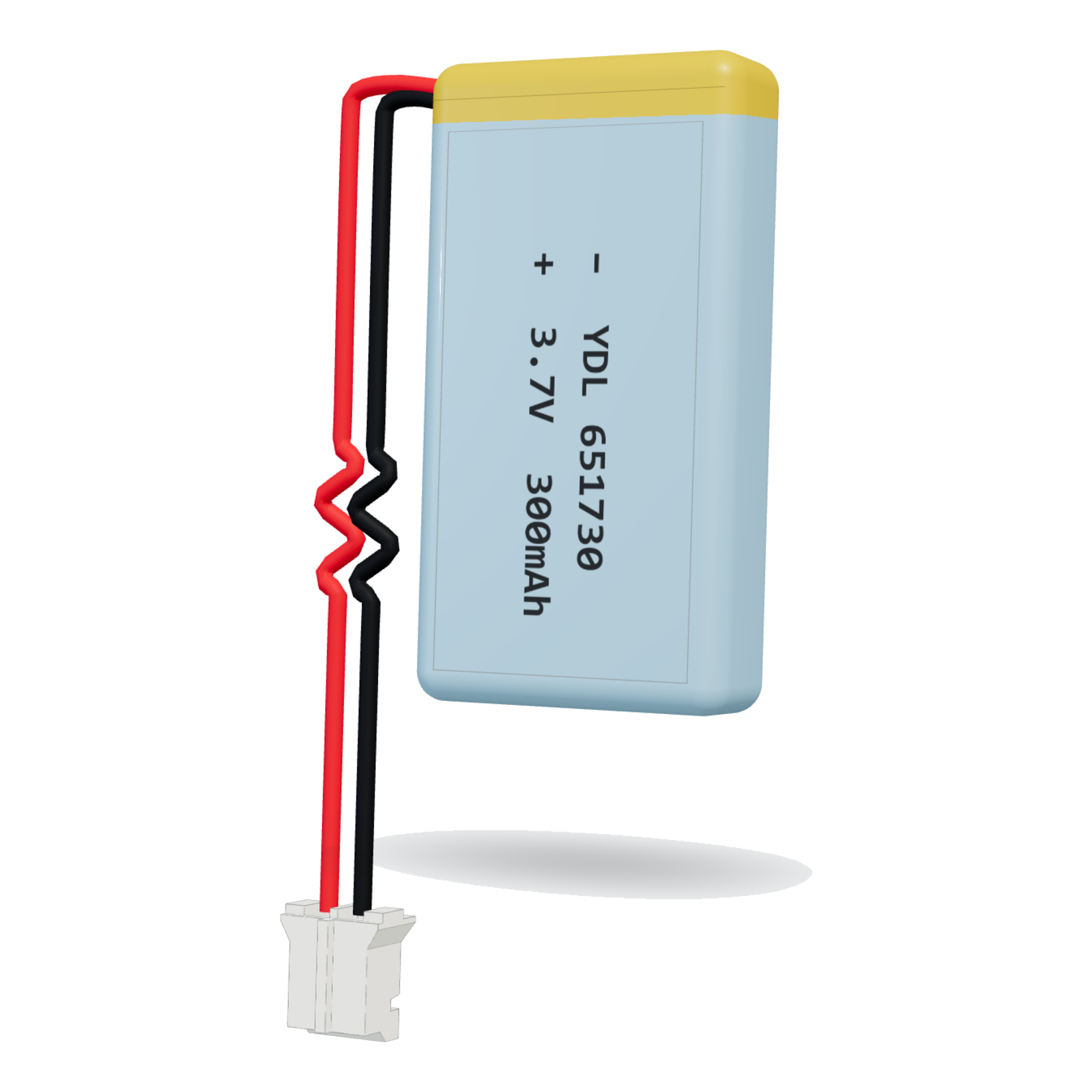 YDL 651730 300mAh 3.7V lithium polymer battery, 6.5x17x32mm, PH2.0 connector
