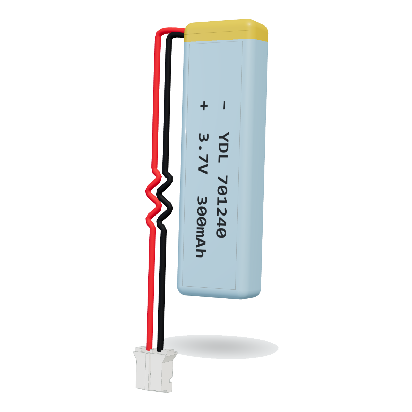 YDL 701240 300mAh 3.7V lithium polymer battery, 7x12x42mm, PH2.0 connector
