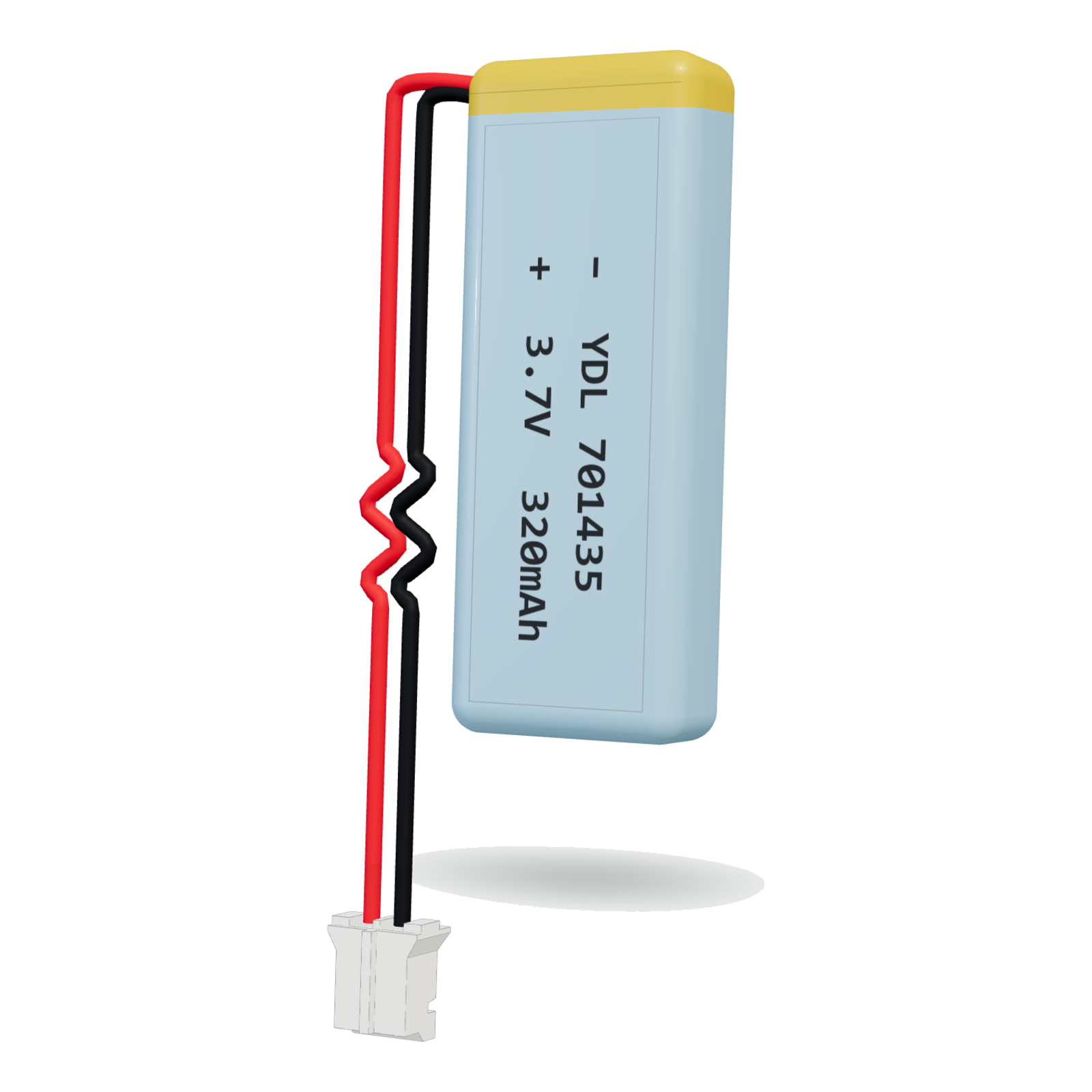 YDL 701435 320mAh 3.7V lithium polymer battery, 7x14x37mm, PH2.0 connector
