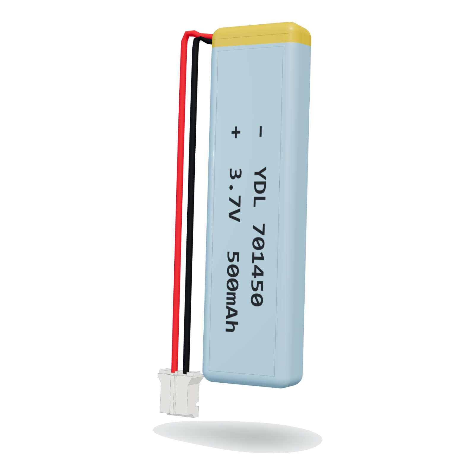 YDL 701450 500mAh 3.7V lithium polymer battery, 7x14x52mm, PH2.0 connector