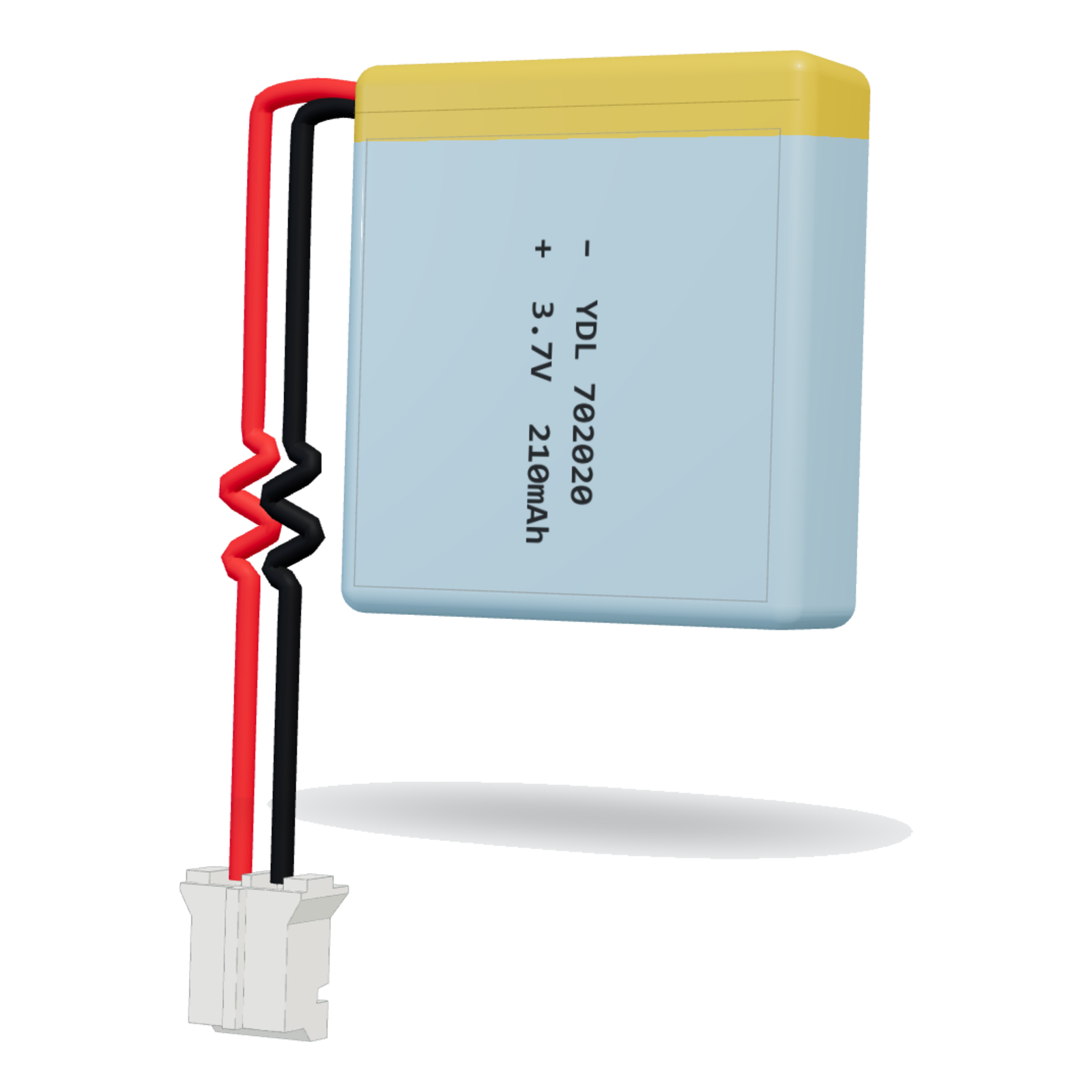 YDL 702020 210mAh 3.7V lithium polymer battery, 7x20x22mm, PH2.0 connector