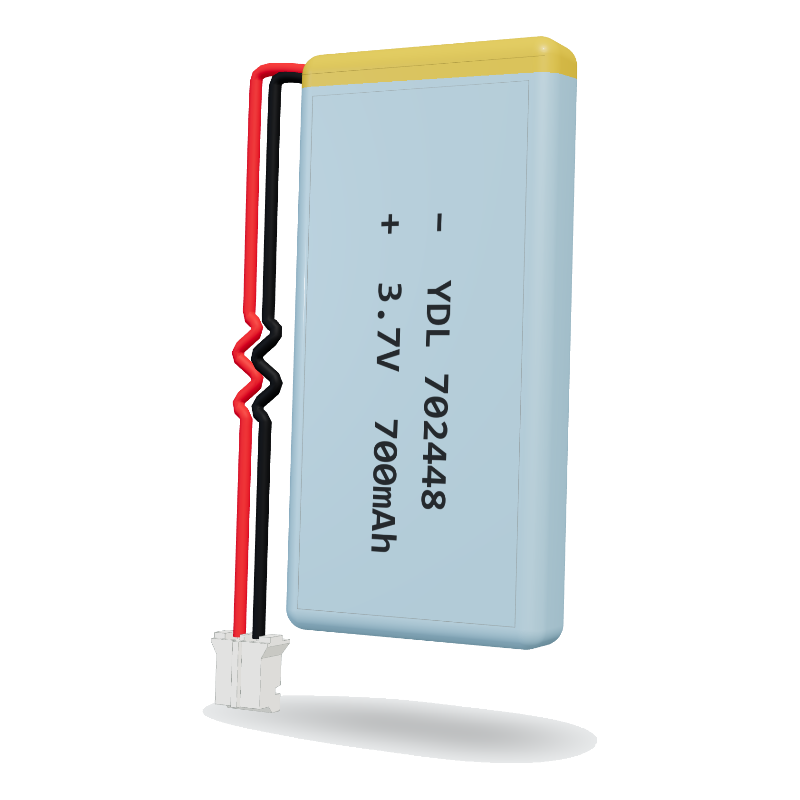 YDL 702448 700mAh 3.7V lithium polymer battery, 7x24x50mm, PH2.0 connector