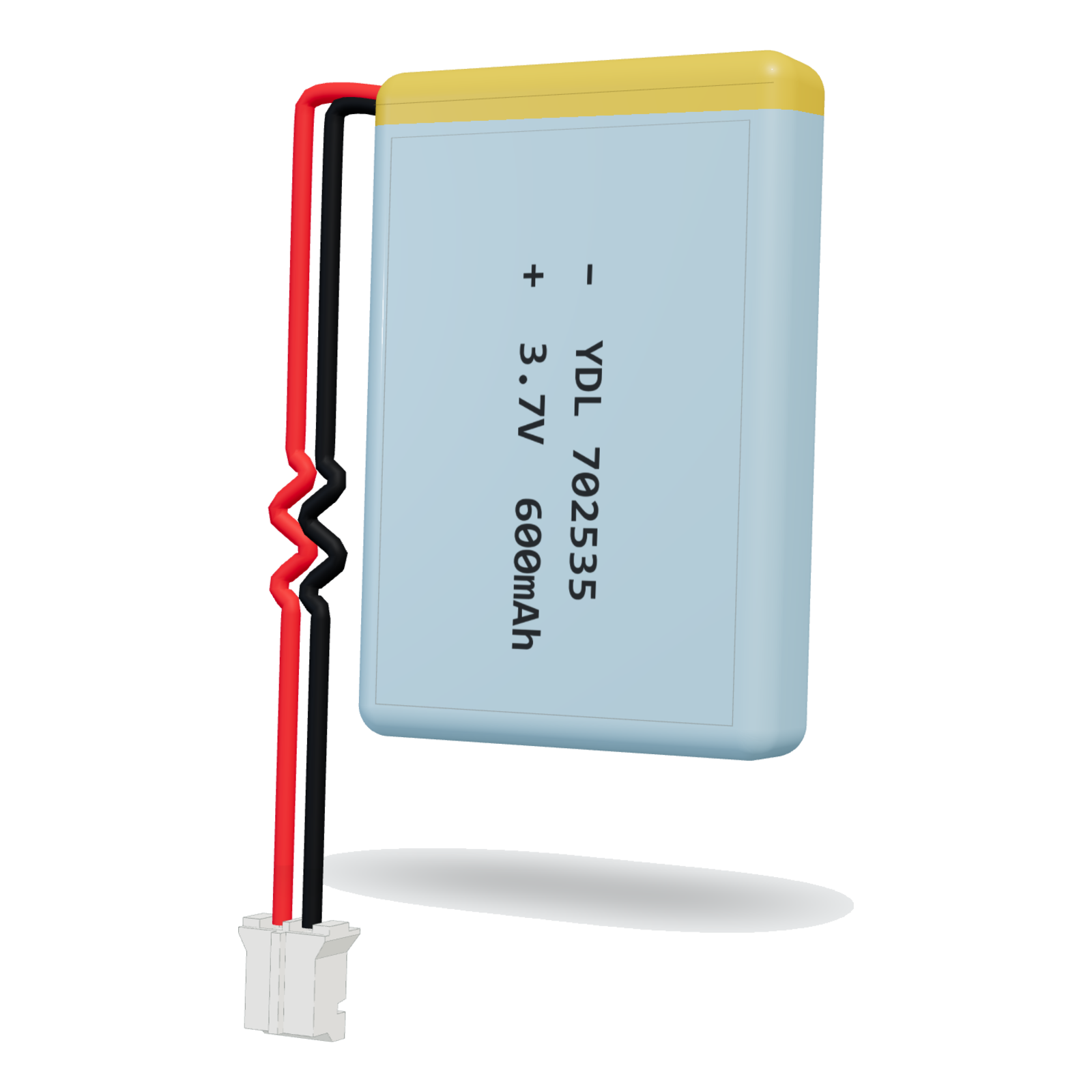 YDL 702535 600mAh 3.7V lithium polymer battery, 7x25x37mm, PH2.0 connector