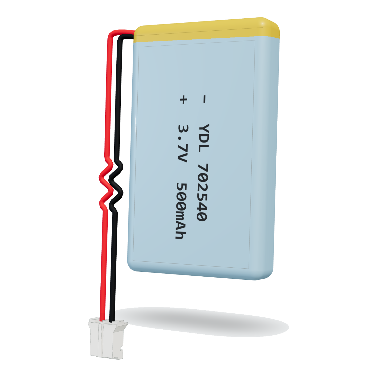 YDL 702540 500mAh 3.7V lithium polymer battery, 7x25x42mm, PH2.0 connector