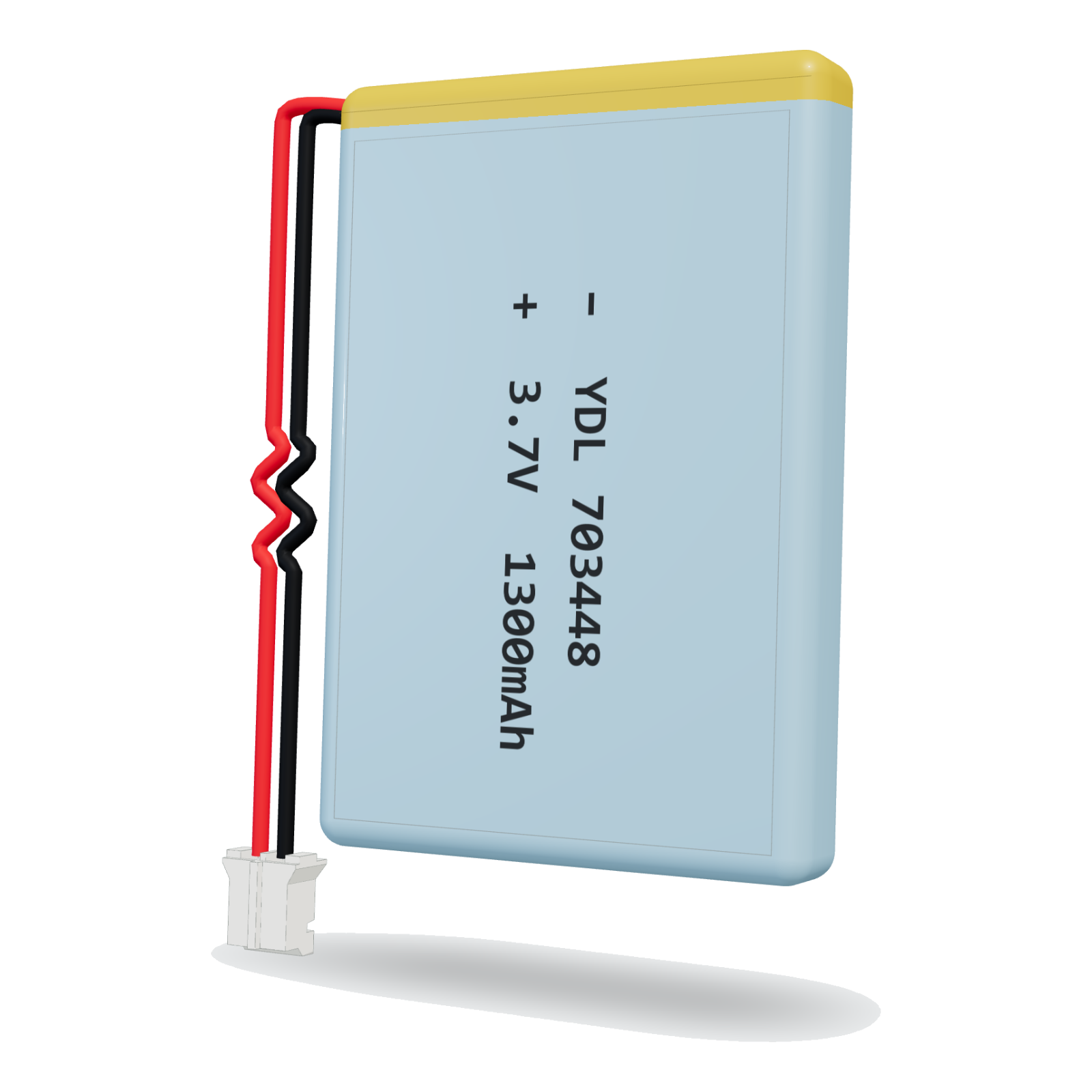 YDL 703448 1300mAh 3.7V lithium polymer battery, 7x34x50mm, PH2.0 connector
