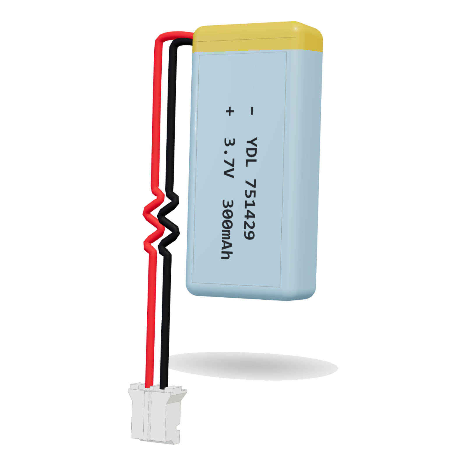 YDL 751429 300mAh 3.7V lithium polymer battery, 7.5x14x31mm, PH2.0 connector